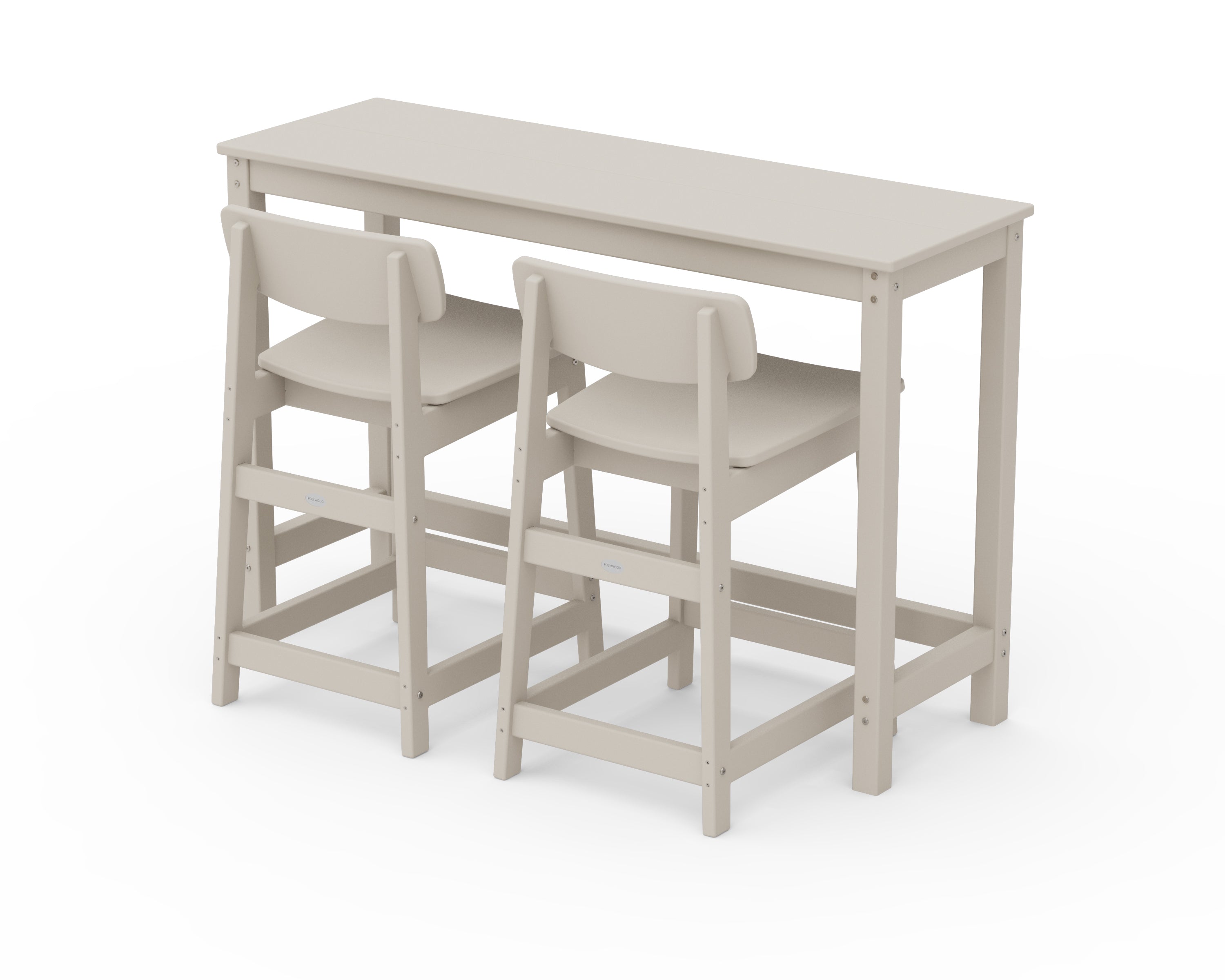 POLYWOOD® Modern Studio Urban Lowback Counter Chair 3-Piece Balcony Set in Sand