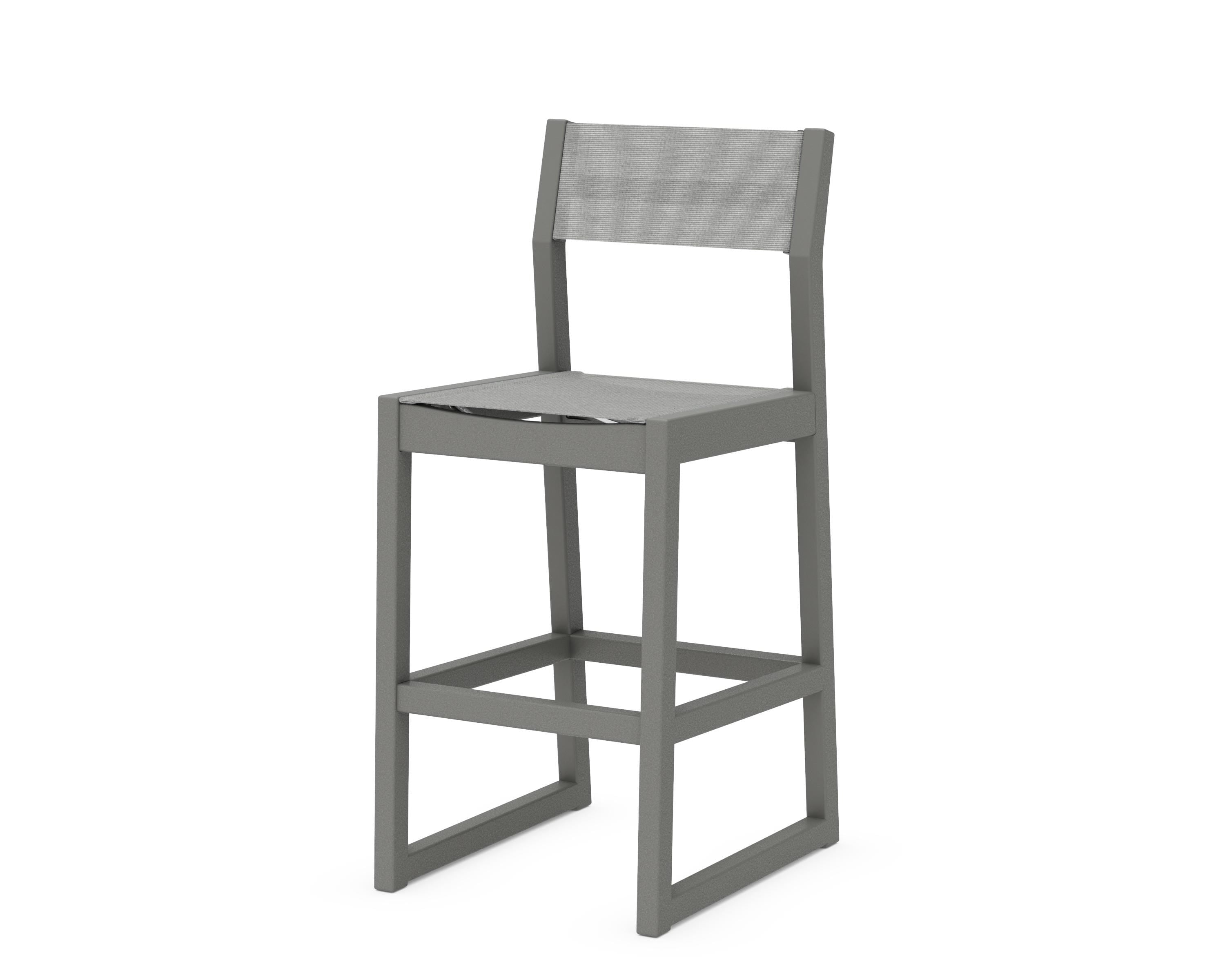 POLYWOOD® EDGE Sling Bar Side Chair in Slate Grey / Metallic Sling