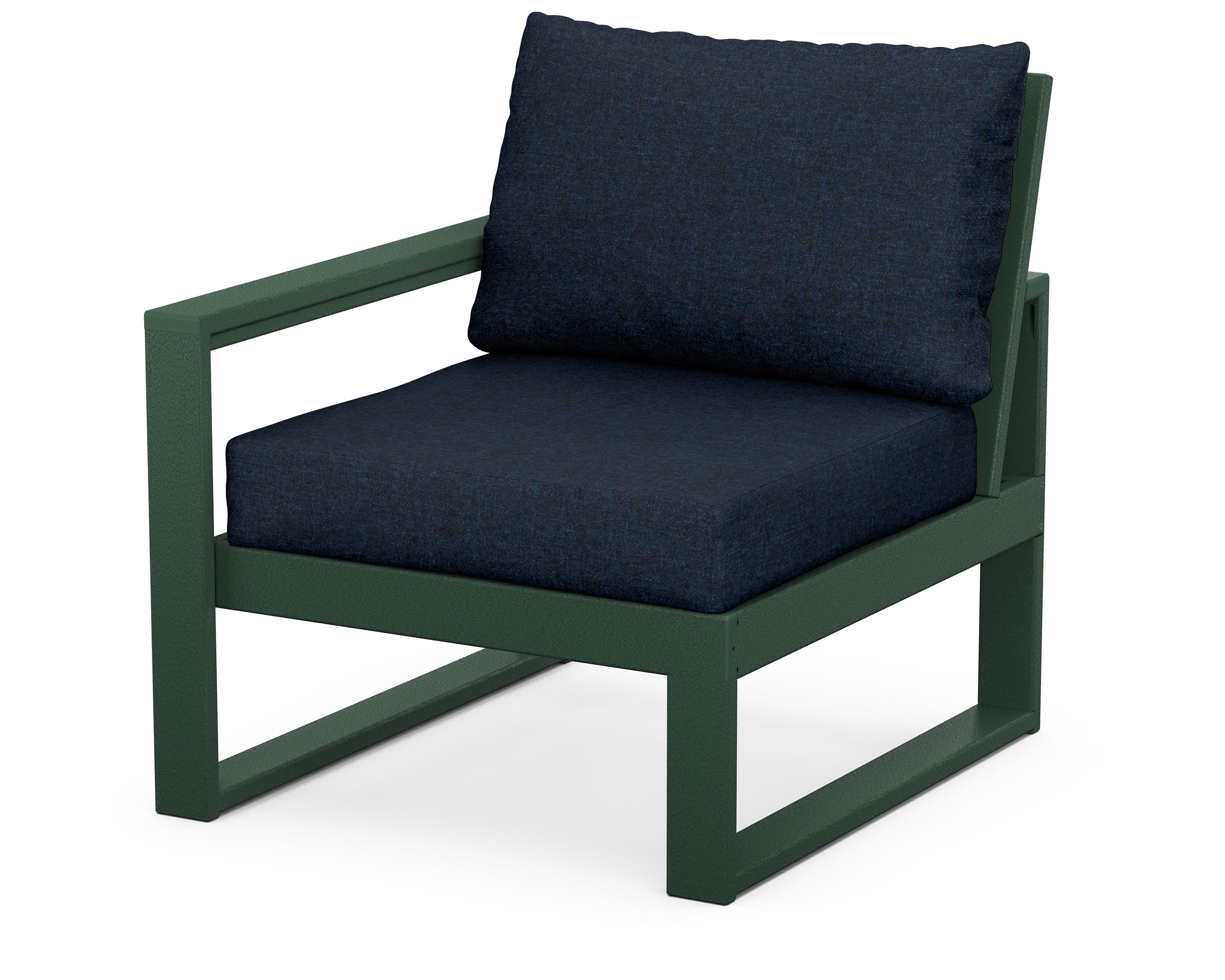 POLYWOOD® EDGE Modular Left Arm Chair in Green / Marine Indigo