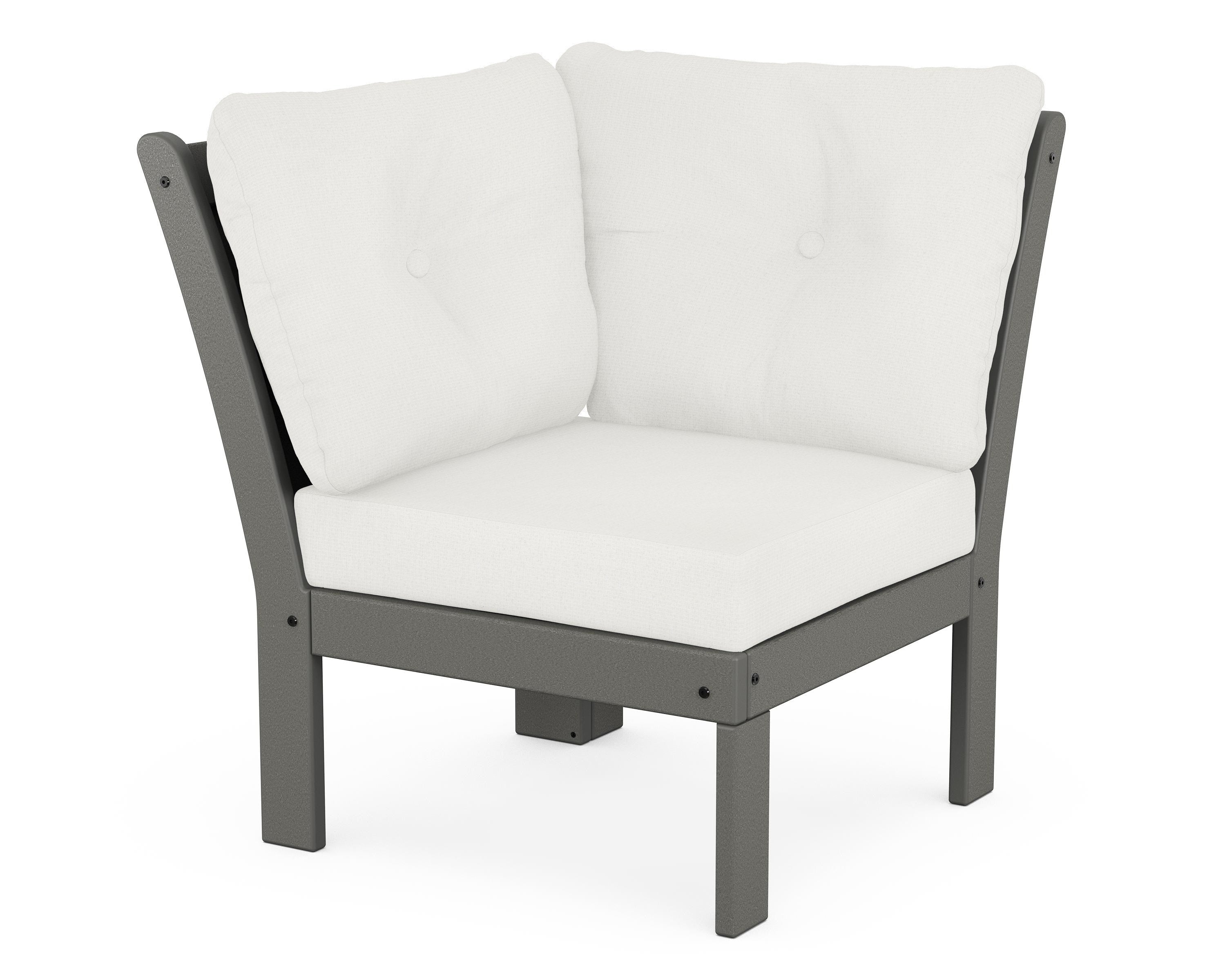 POLYWOOD® Vineyard Modular Corner Chair in Slate Grey / Natural Linen