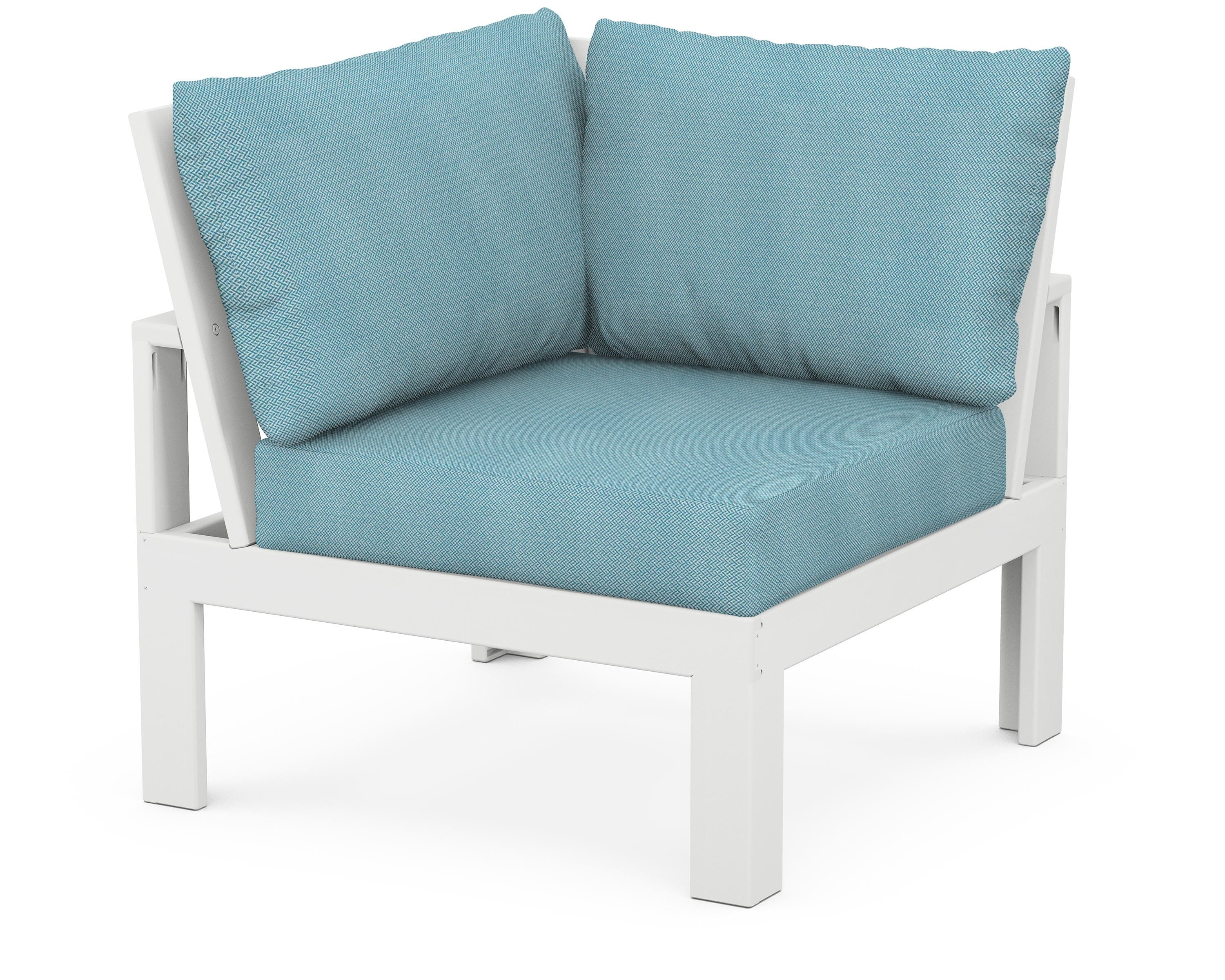 Unbranded Modular Corner Chair in White / Lattice Sky Blue