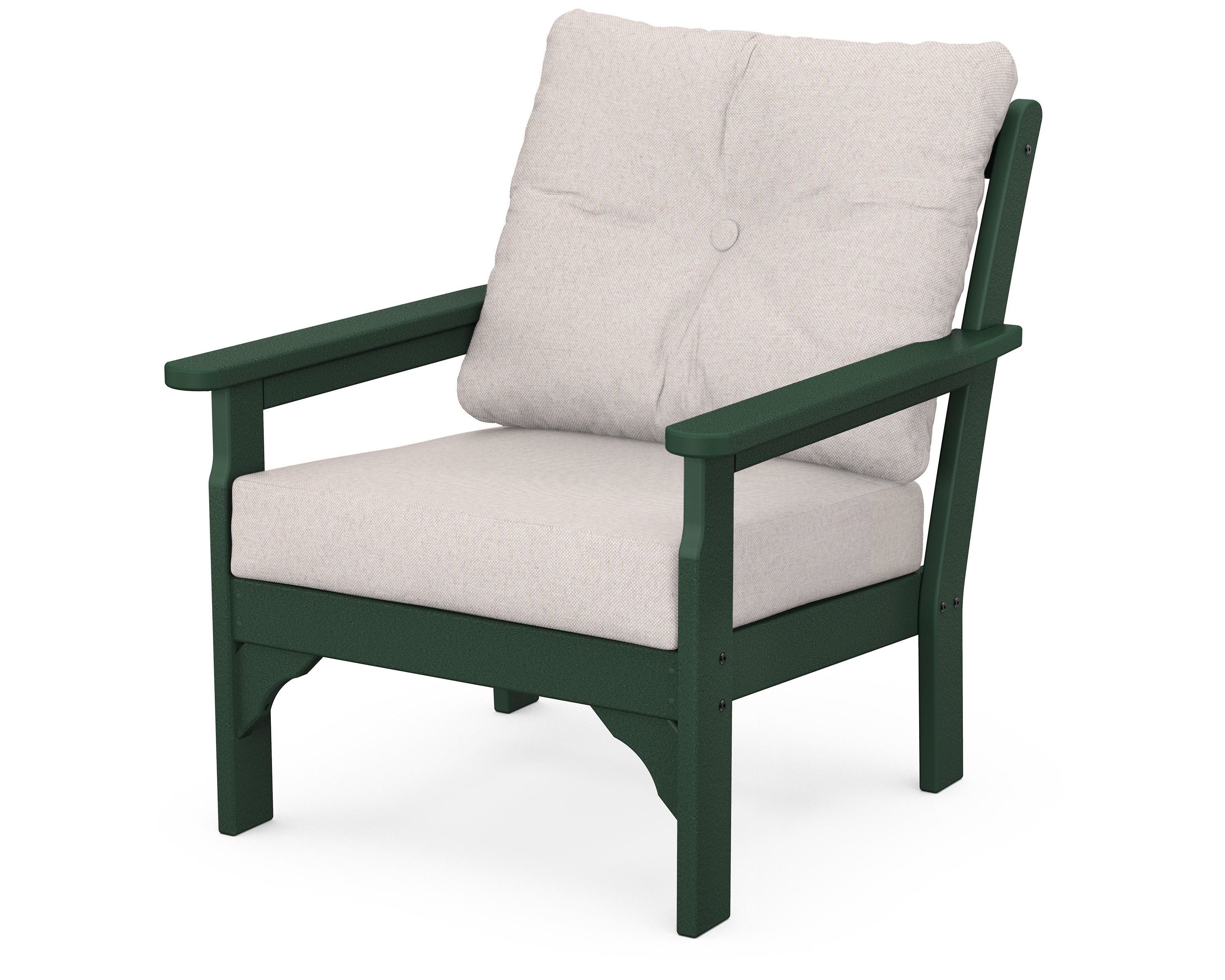 POLYWOOD® Vineyard Deep Seating Chair in Green / Dune Burlap