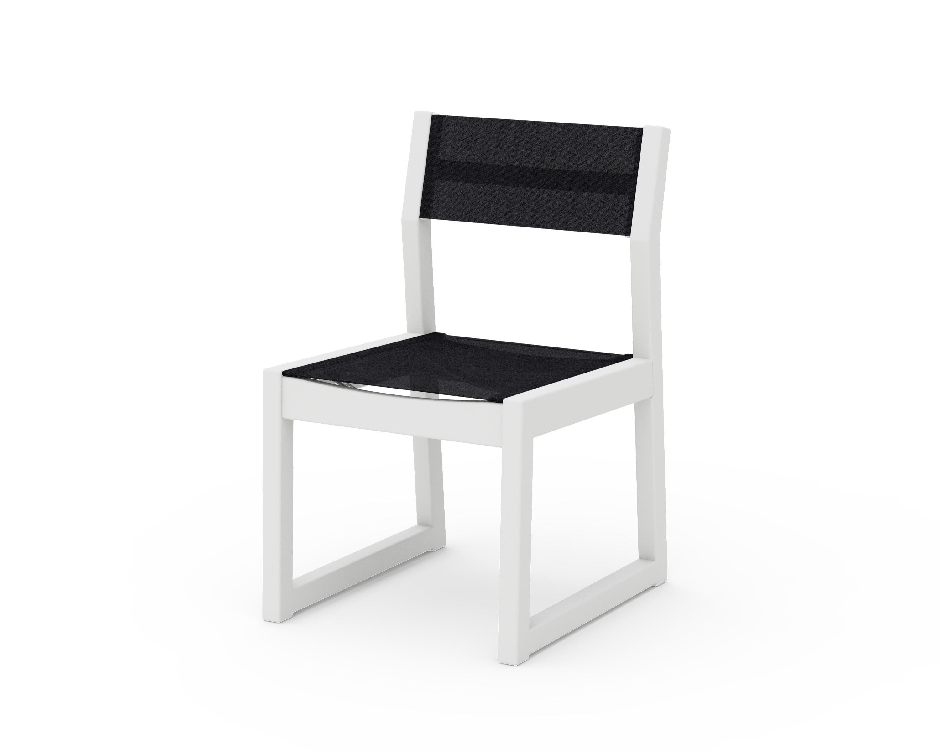 POLYWOOD® EDGE Sling Dining Side Chair in White / Black Sling