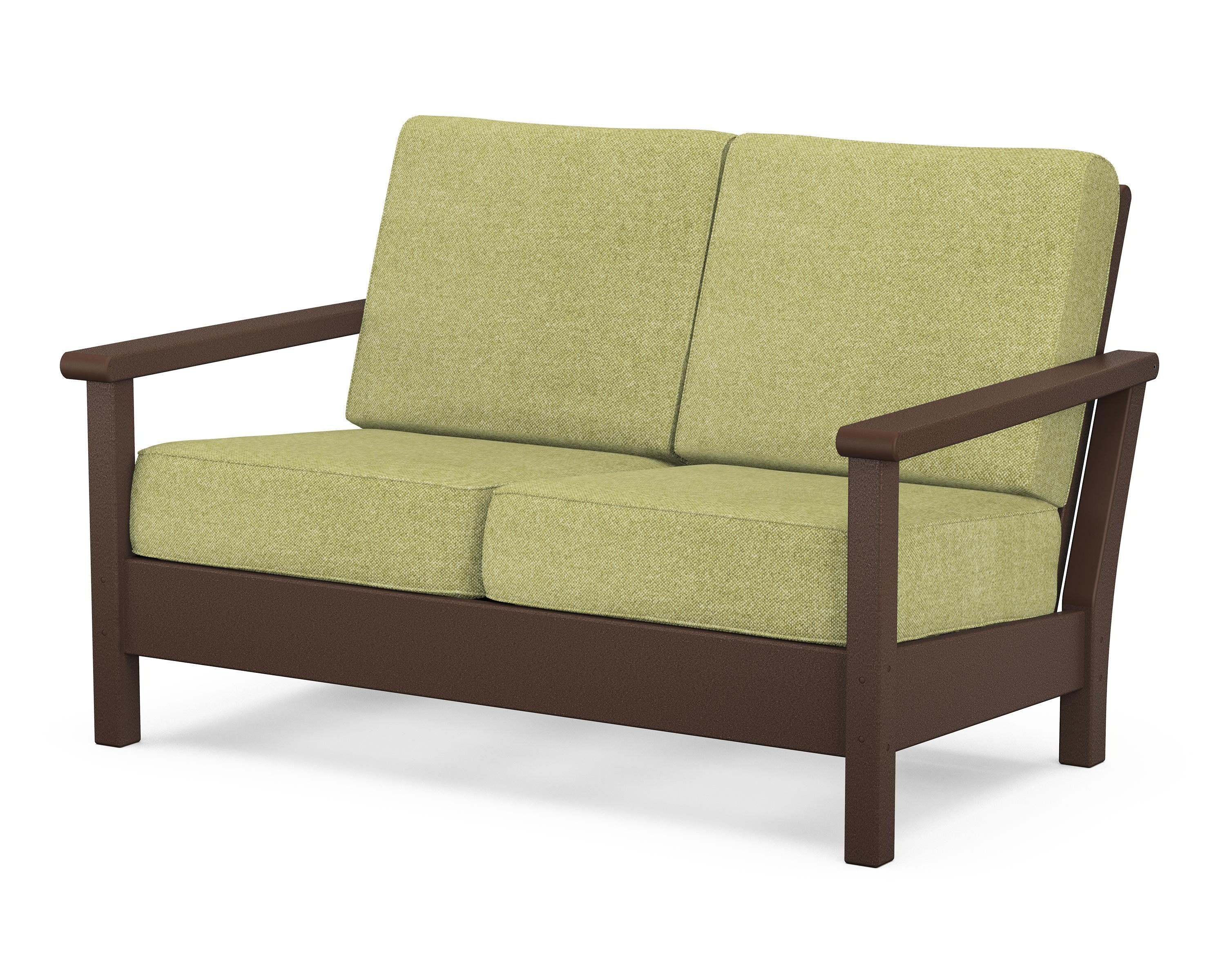 POLYWOOD® Harbour Deep Seating Loveseat in Mahogany / Chartreuse Boucle