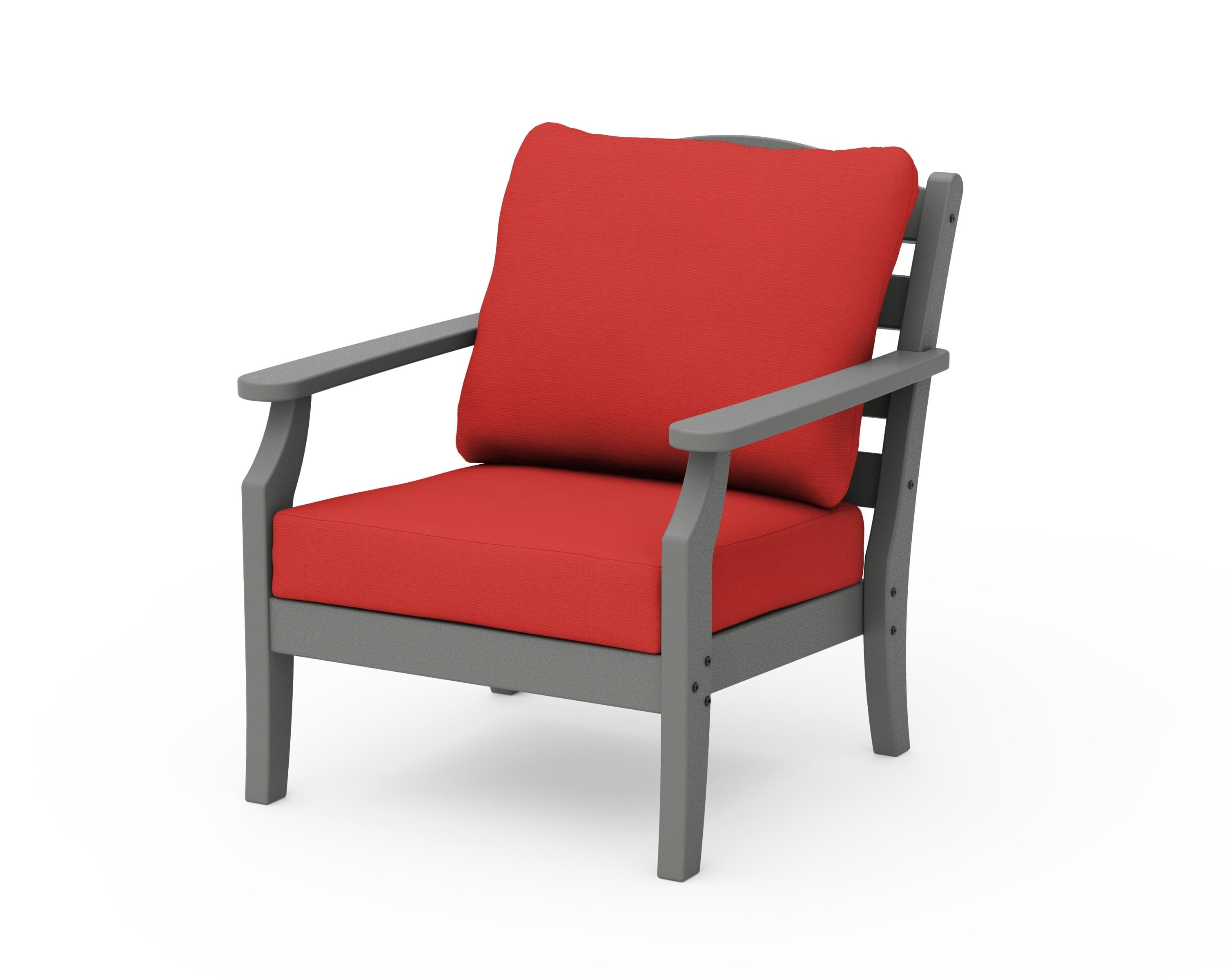 Draper James™ by POLYWOOD® Savannah Deep Seating Chair in Slate Grey / Crimson Linen