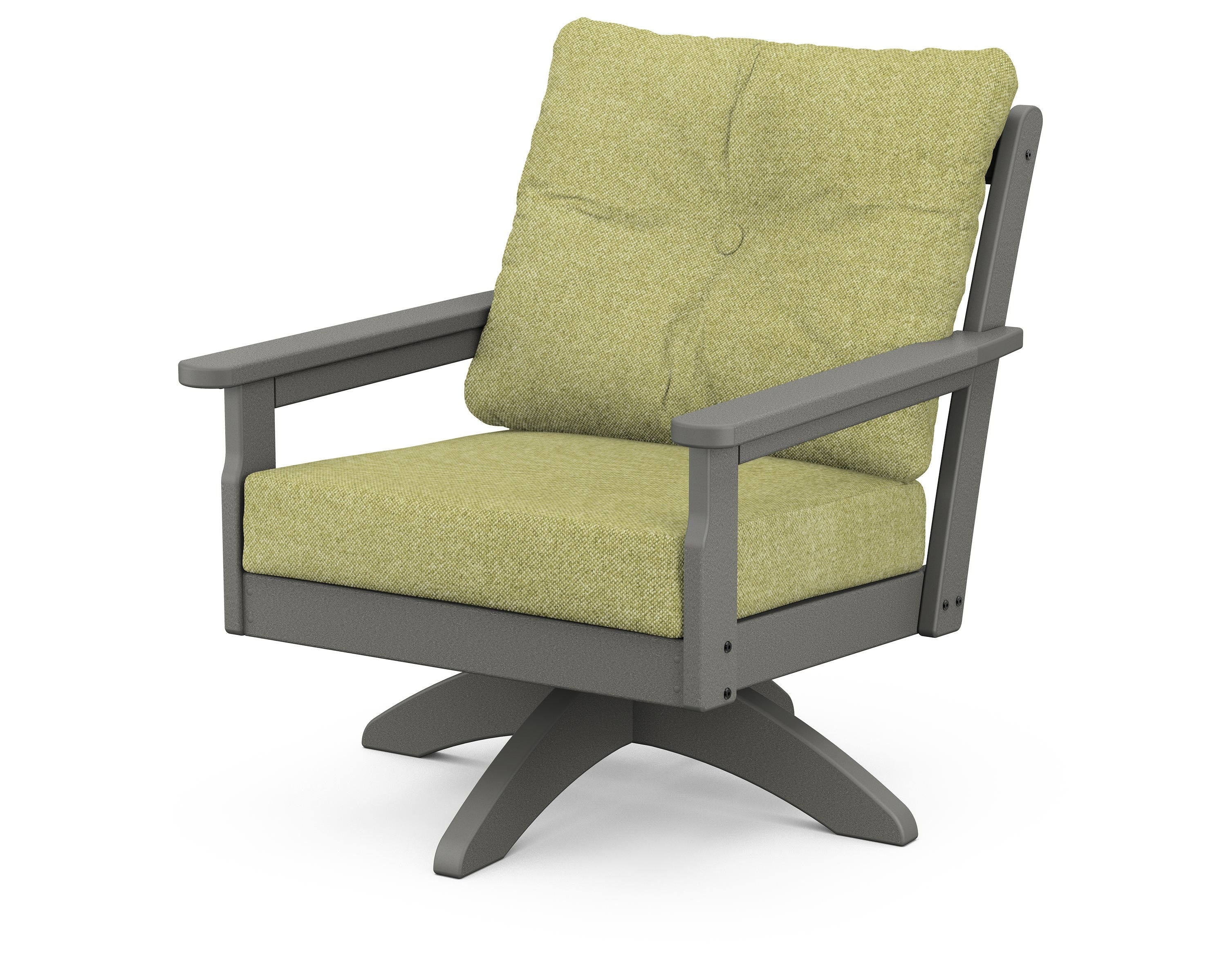POLYWOOD® Vineyard Deep Seating Swivel Chair in Slate Grey / Chartreuse Boucle