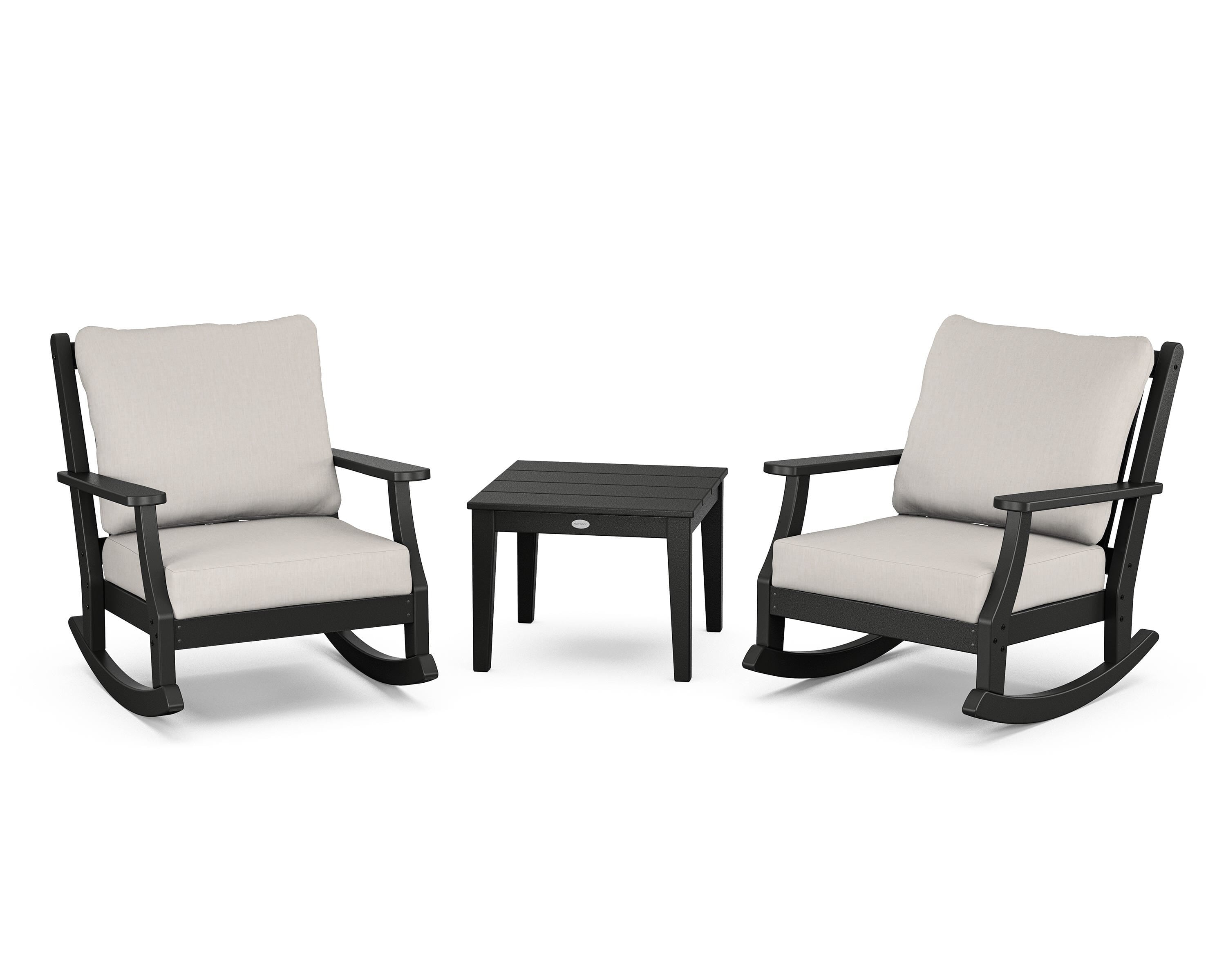 Country Living Wovendale 3-Piece Deep Seating Rocker Set in Black / Cast Ash