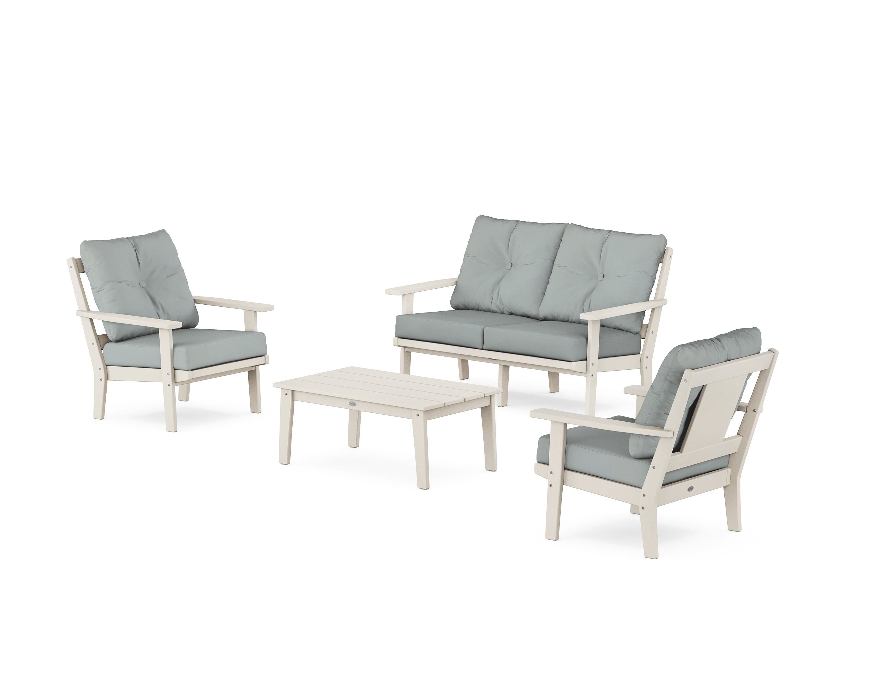 POLYWOOD® Prairie 4-Piece Deep Seating Set with Loveseat in Sand / Spa
