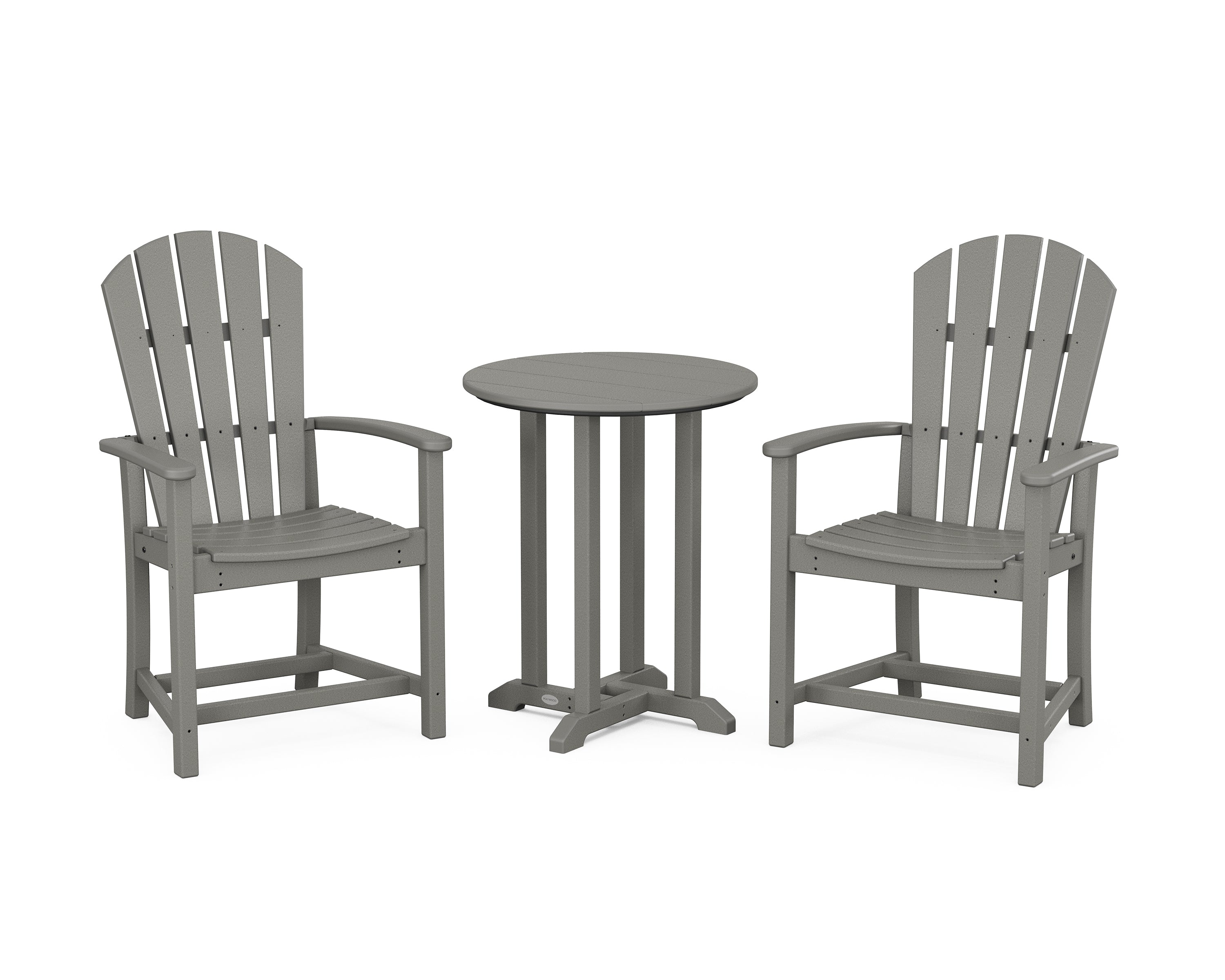 POLYWOOD® Palm Coast 3-Piece Round Farmhouse Bistro Dining Set in Slate Grey