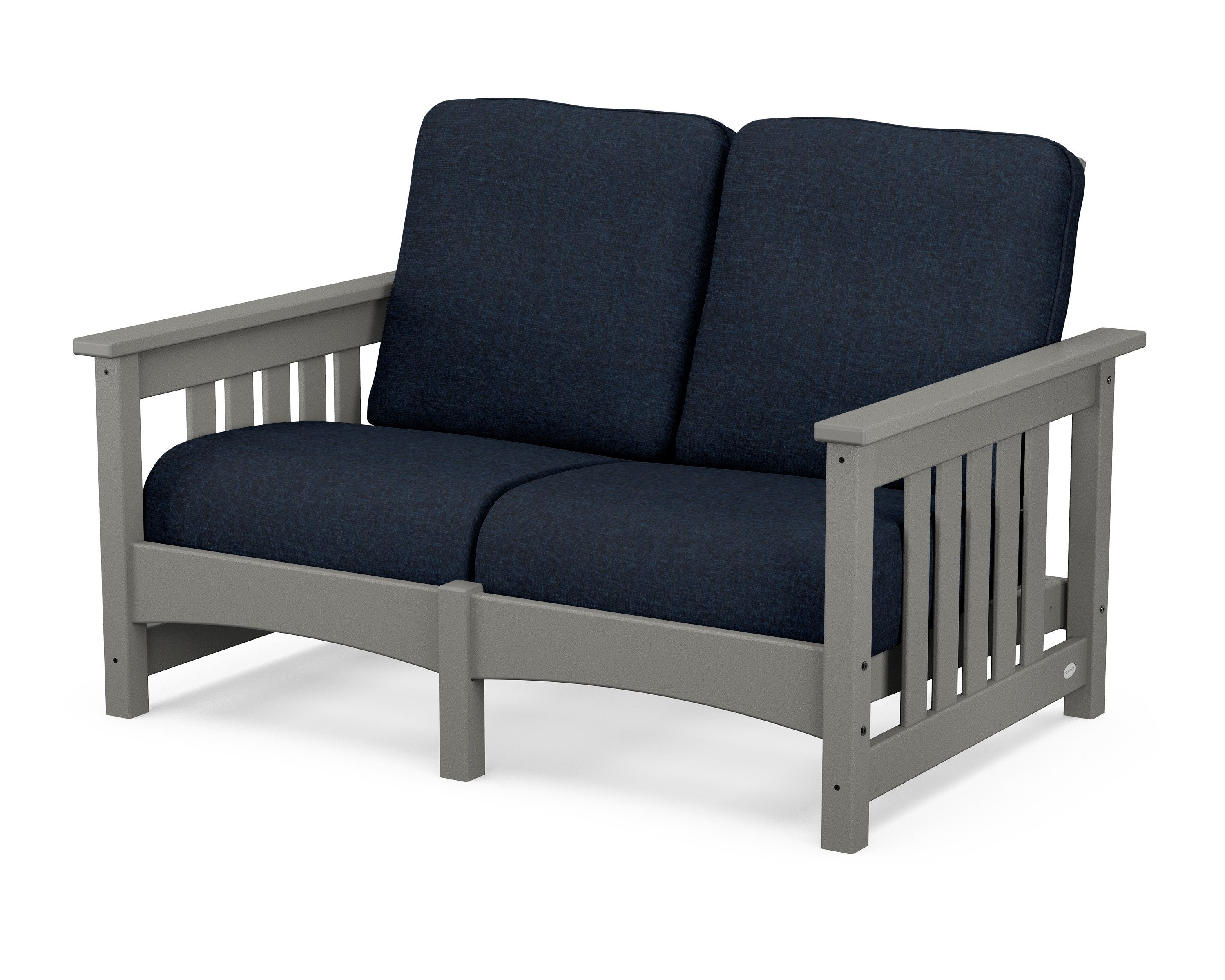 POLYWOOD® Club Mission Loveseat in Slate Grey / Marine Indigo