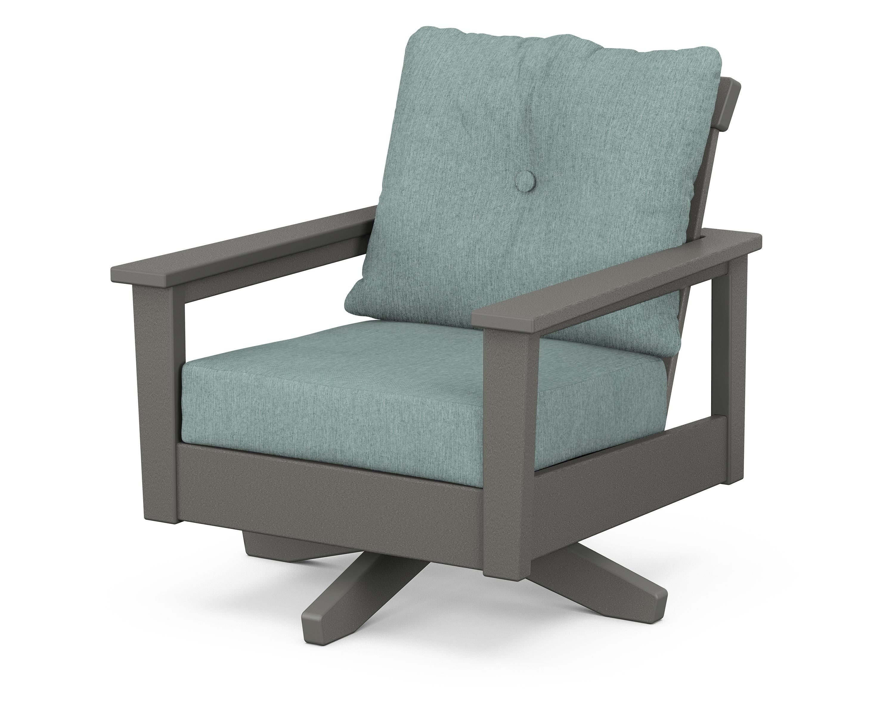 POLYWOOD® Prescott Deep Seating Swivel Chair in Slate Grey / Glacier Spa