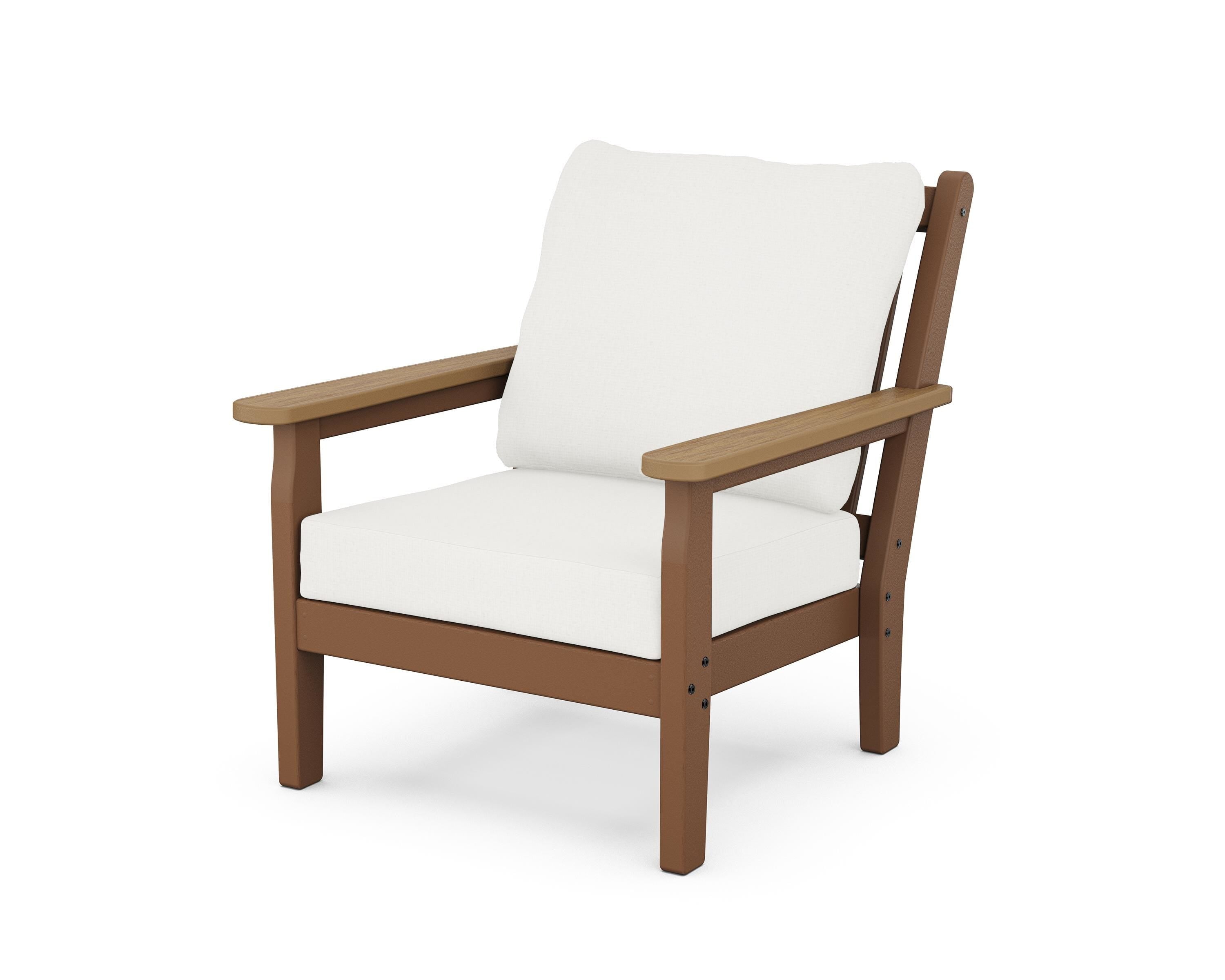 POLYWOOD® Chippendale Deep Seating Chair in Teak / Natural / Natural Linen