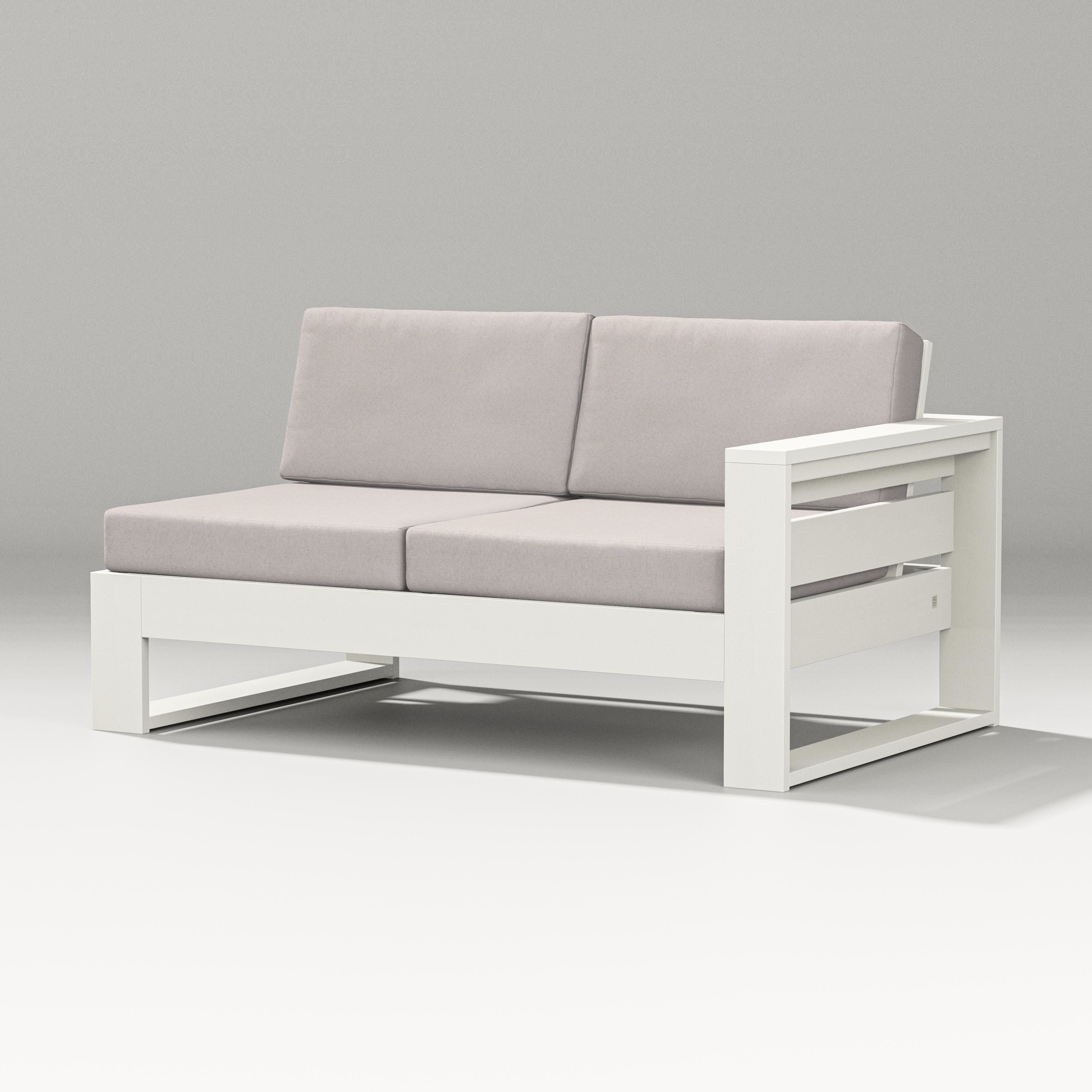 PW Designer Series Latitude Modular Right Arm Loveseat in Vintage White / Dune Burlap