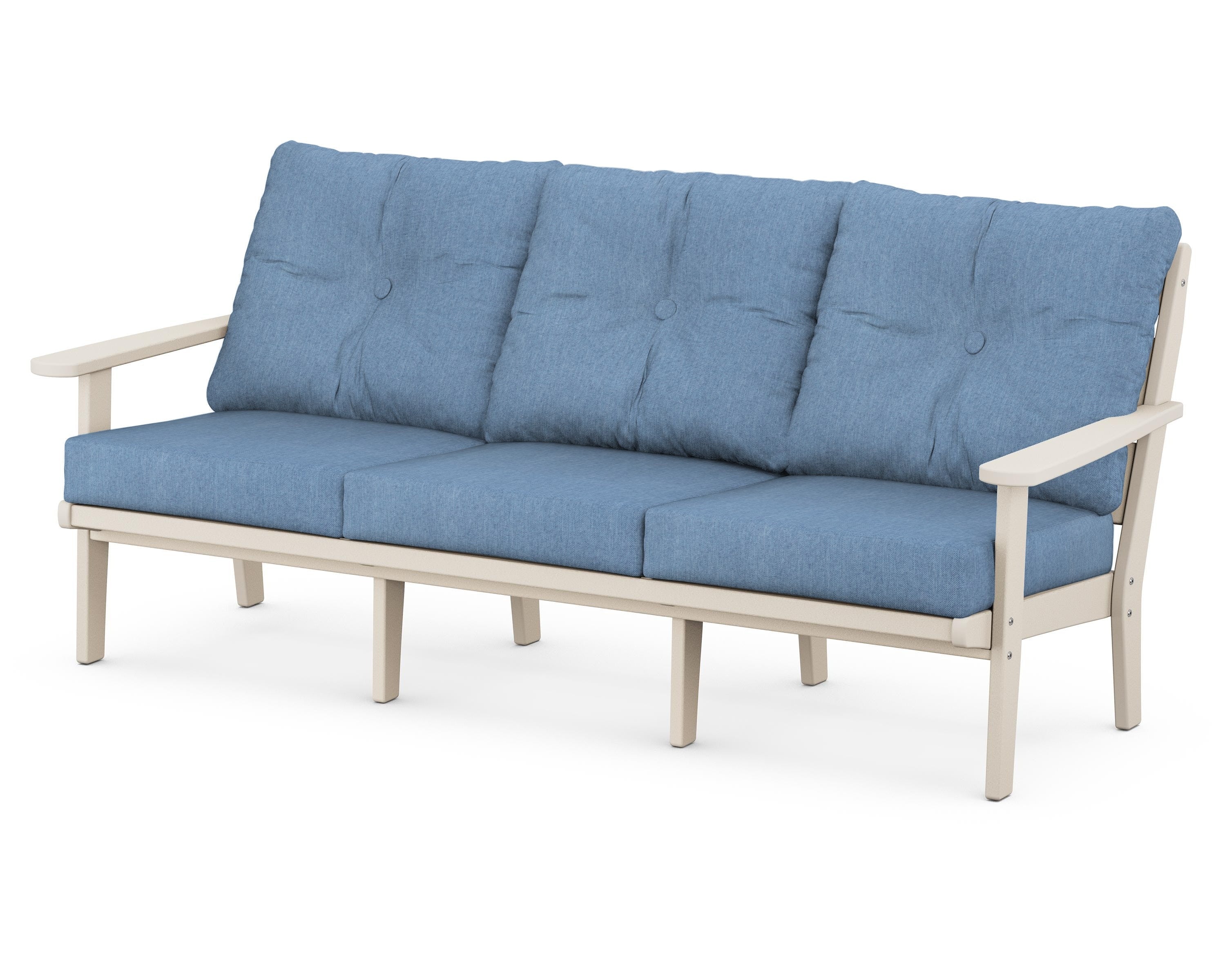 POLYWOOD® Lakeside Deep Seating Sofa in Sand / Sky Blue