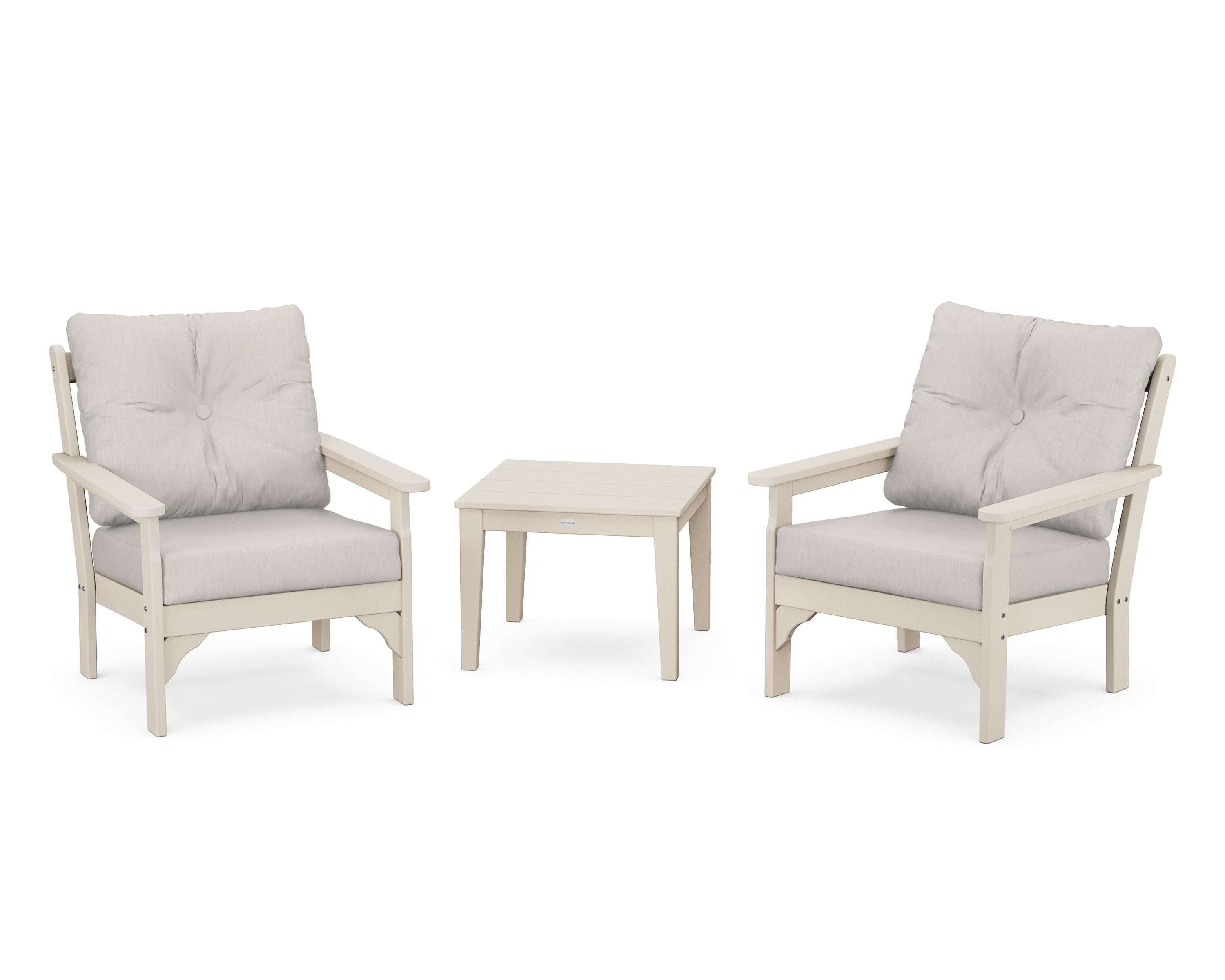 POLYWOOD® Vineyard 3-Piece Deep Seating Set in Sand / Cast Ash