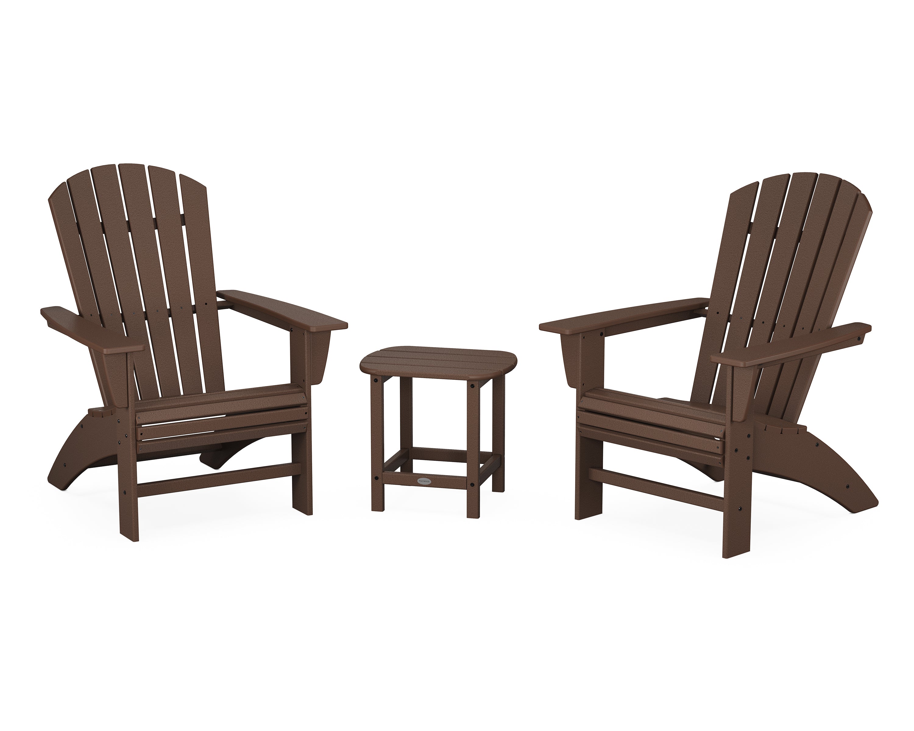 POLYWOOD® Nautical 3-Piece Curveback Adirondack Set in Mahogany