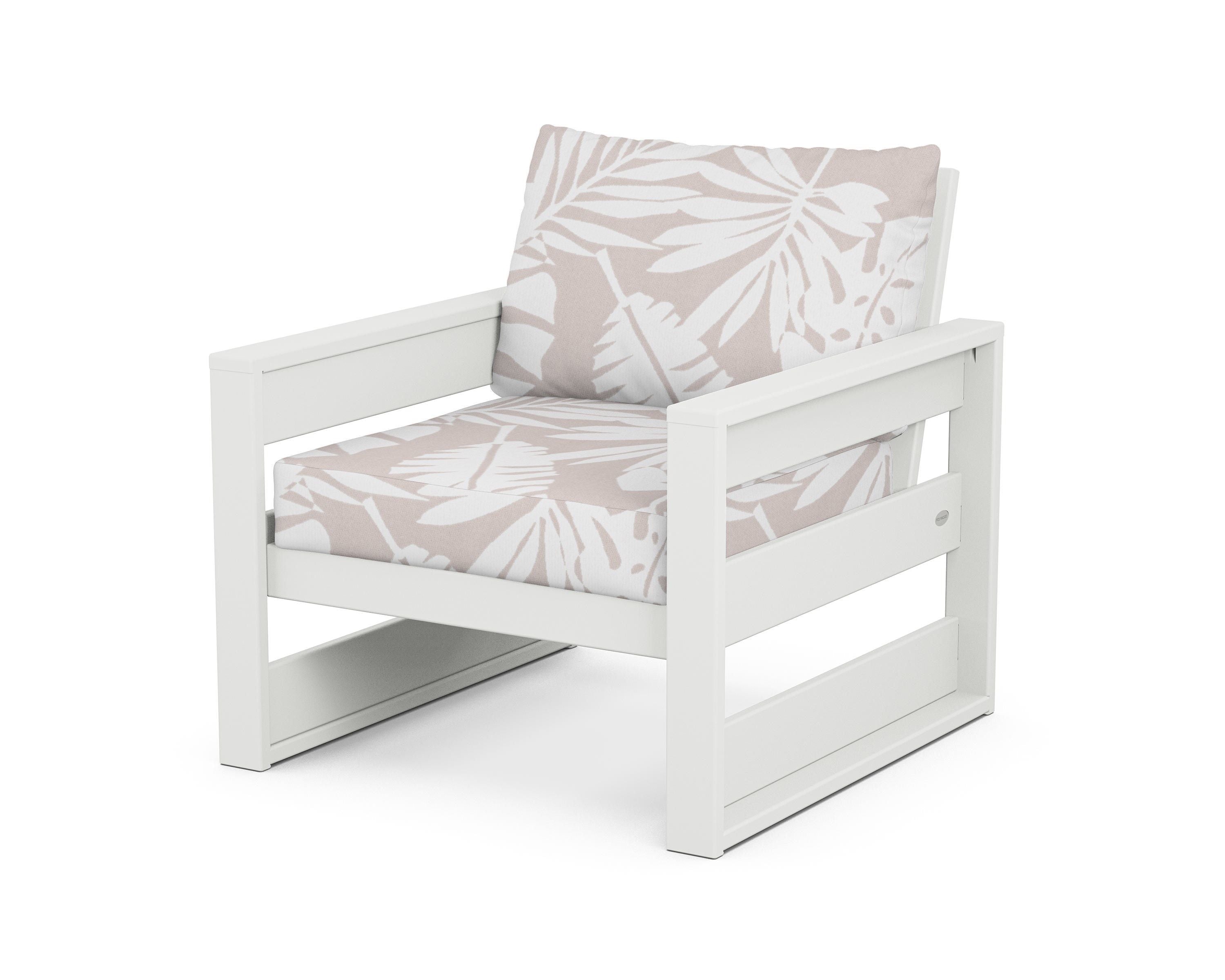 POLYWOOD® Westport Club Chair in White / Leaf Dune Burlap