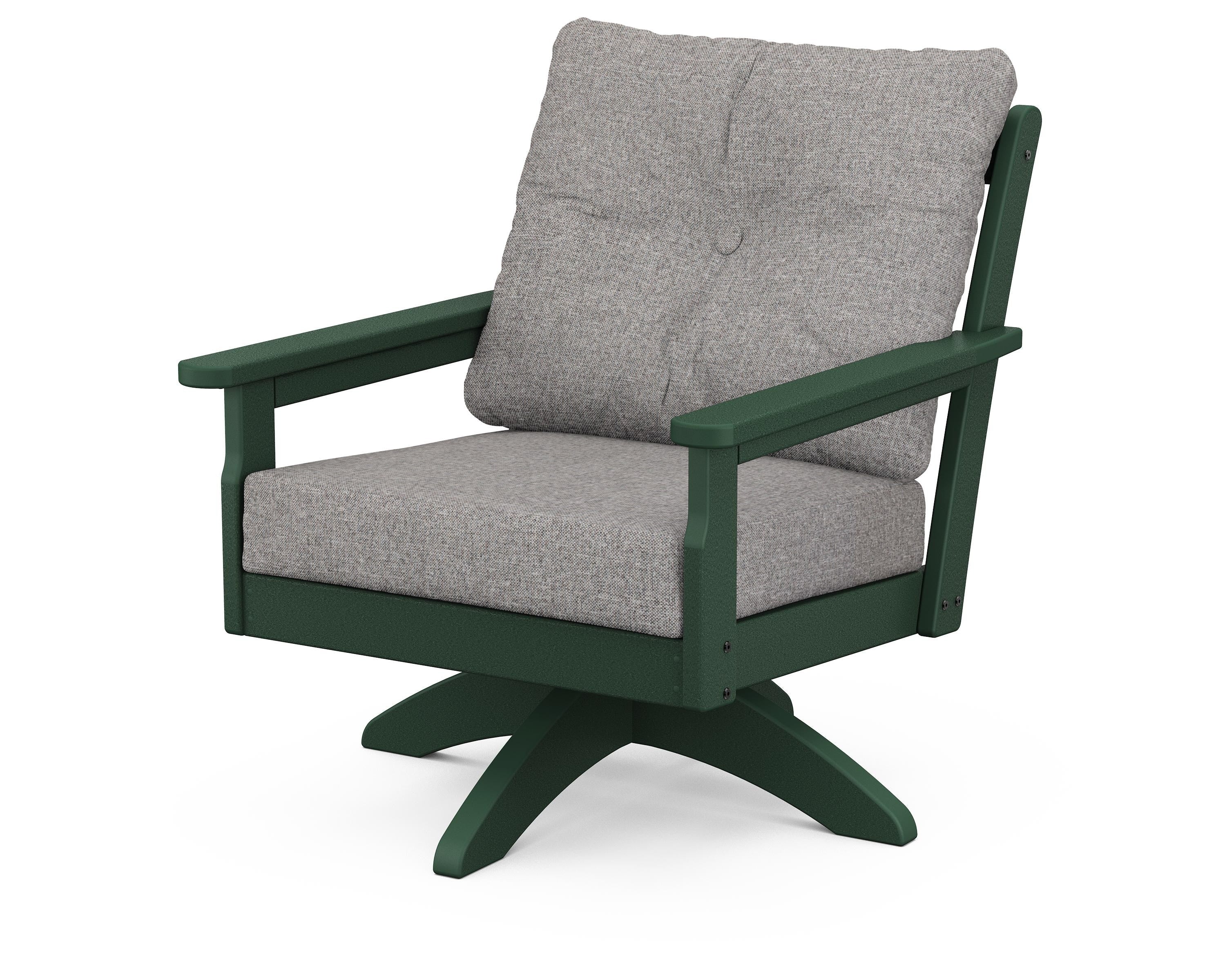 POLYWOOD® Vineyard Deep Seating Swivel Chair in Green / Grey Mist
