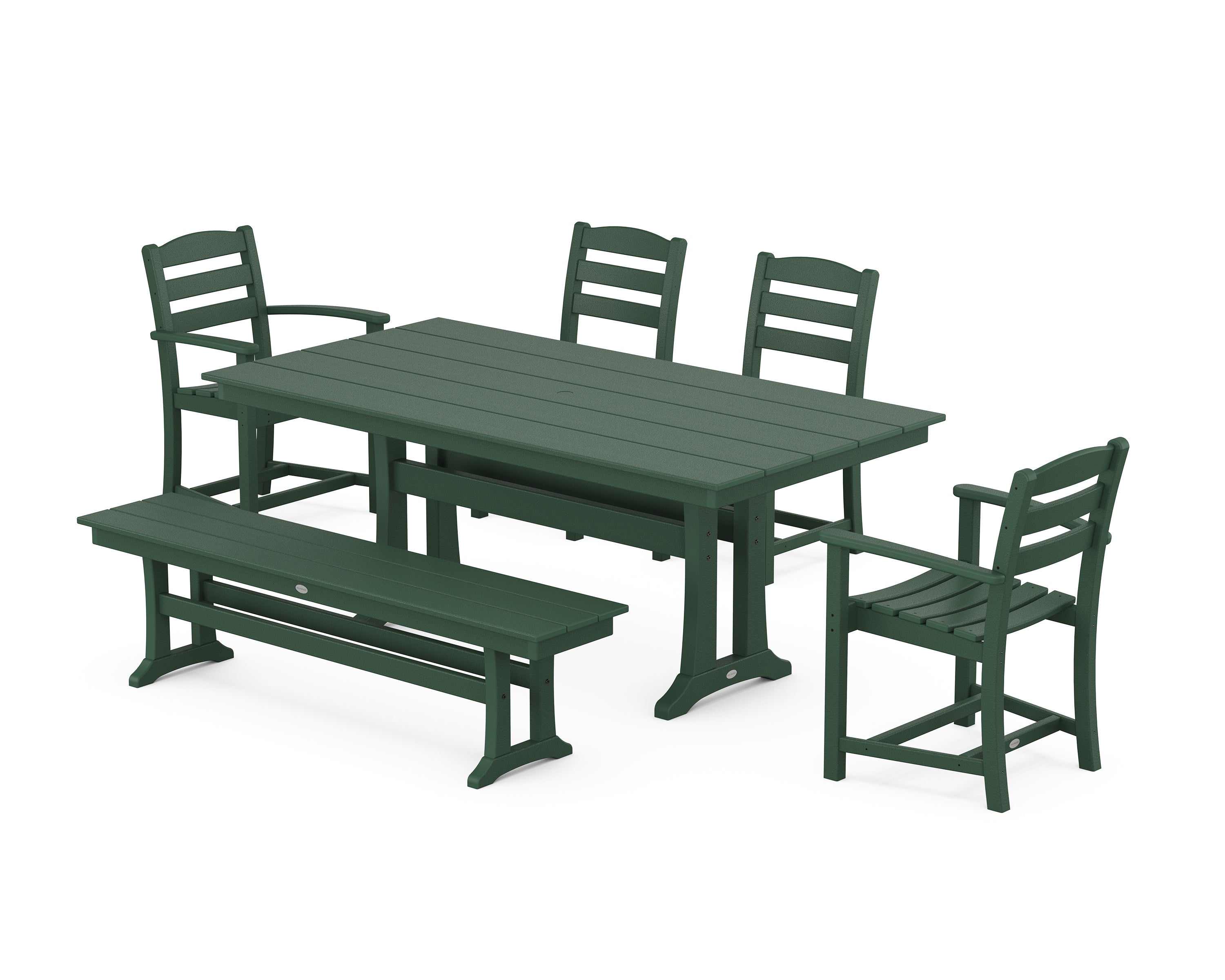 POLYWOOD® La Casa Cafe 6-Piece Farmhouse Dining Set With Trestle Legs in Green