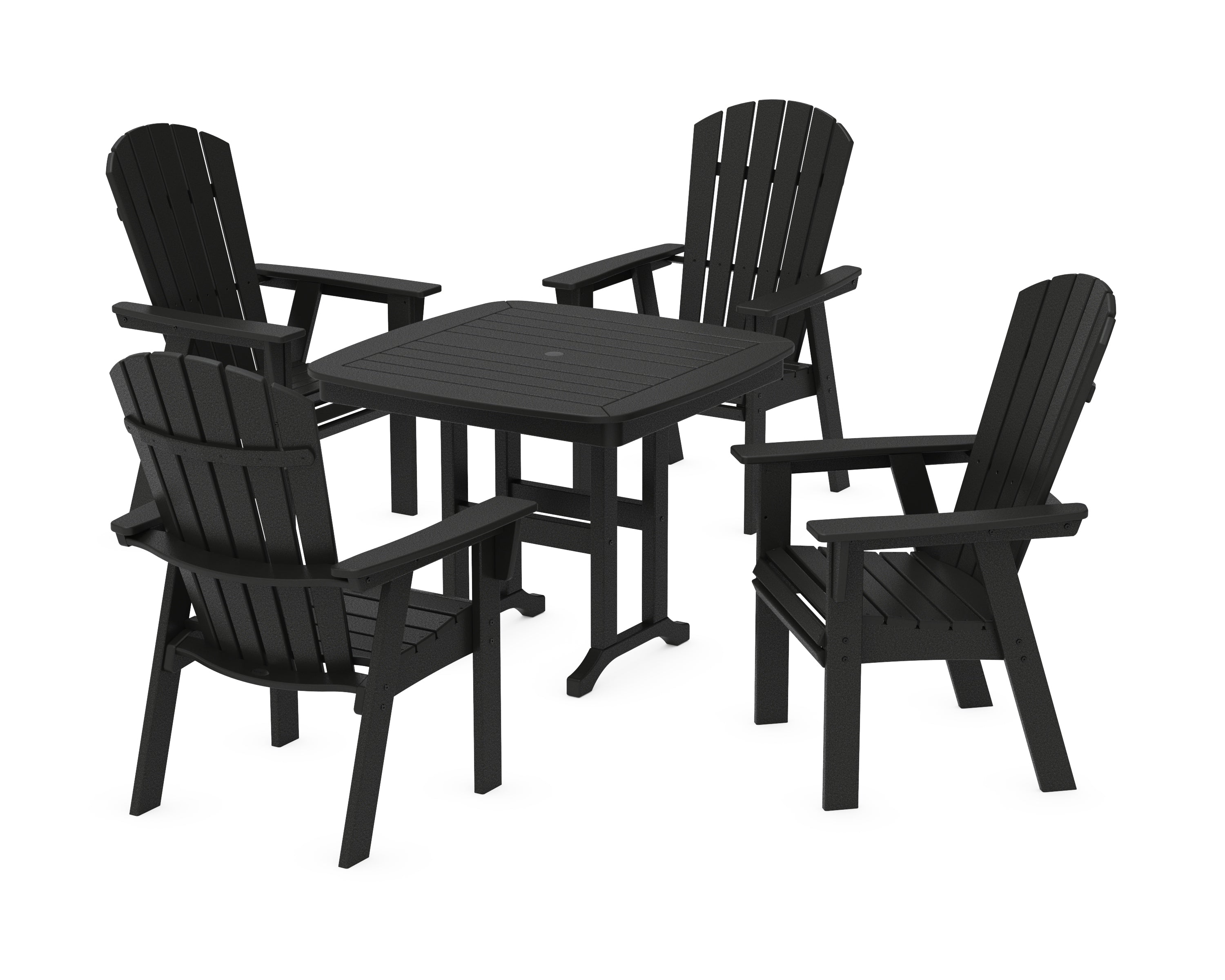 POLYWOOD® Nautical Curveback Adirondack 5-Piece Dining Set in Black