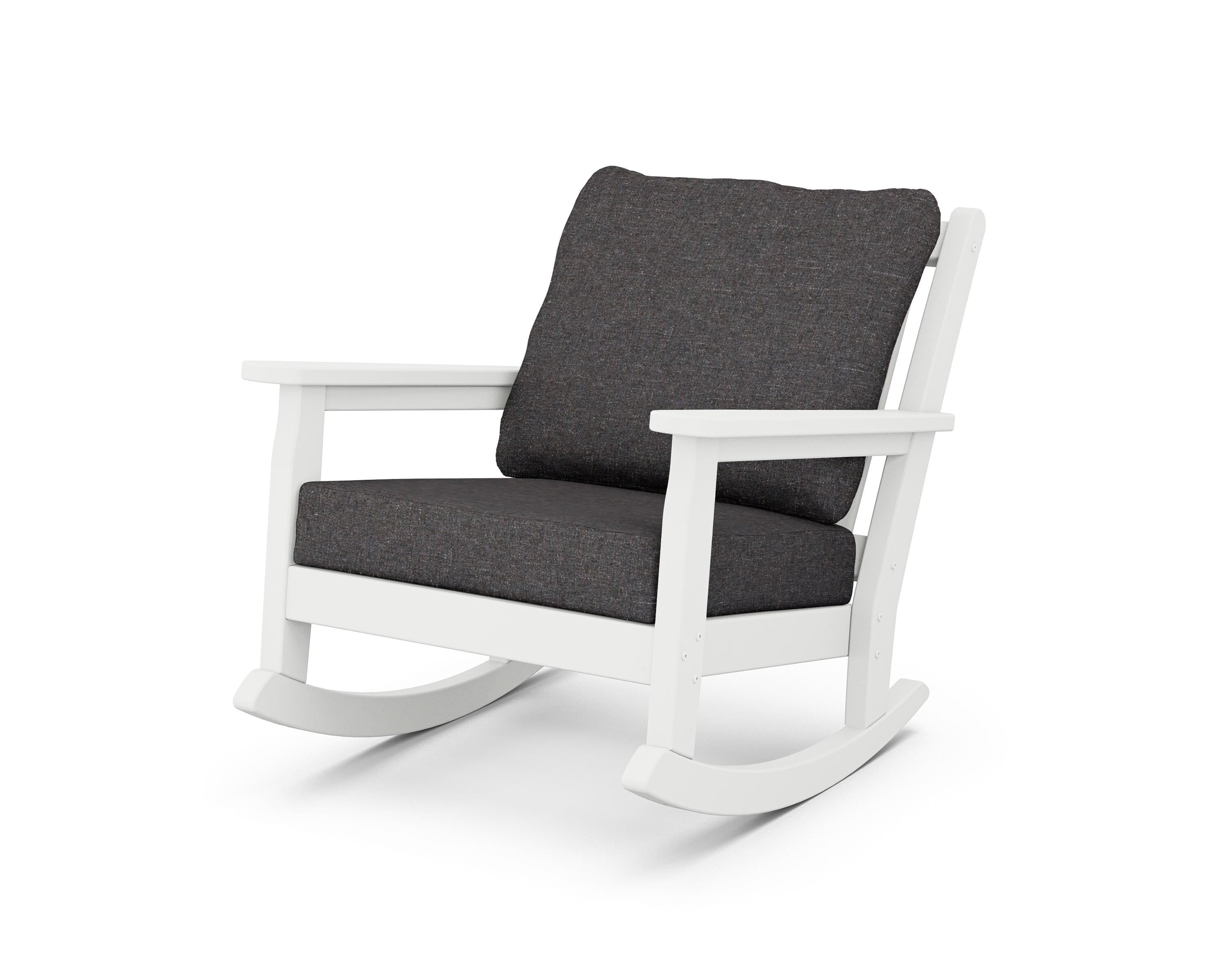 POLYWOOD® Chippendale Deep Seating Rocking Chair in White / Ash Charcoal