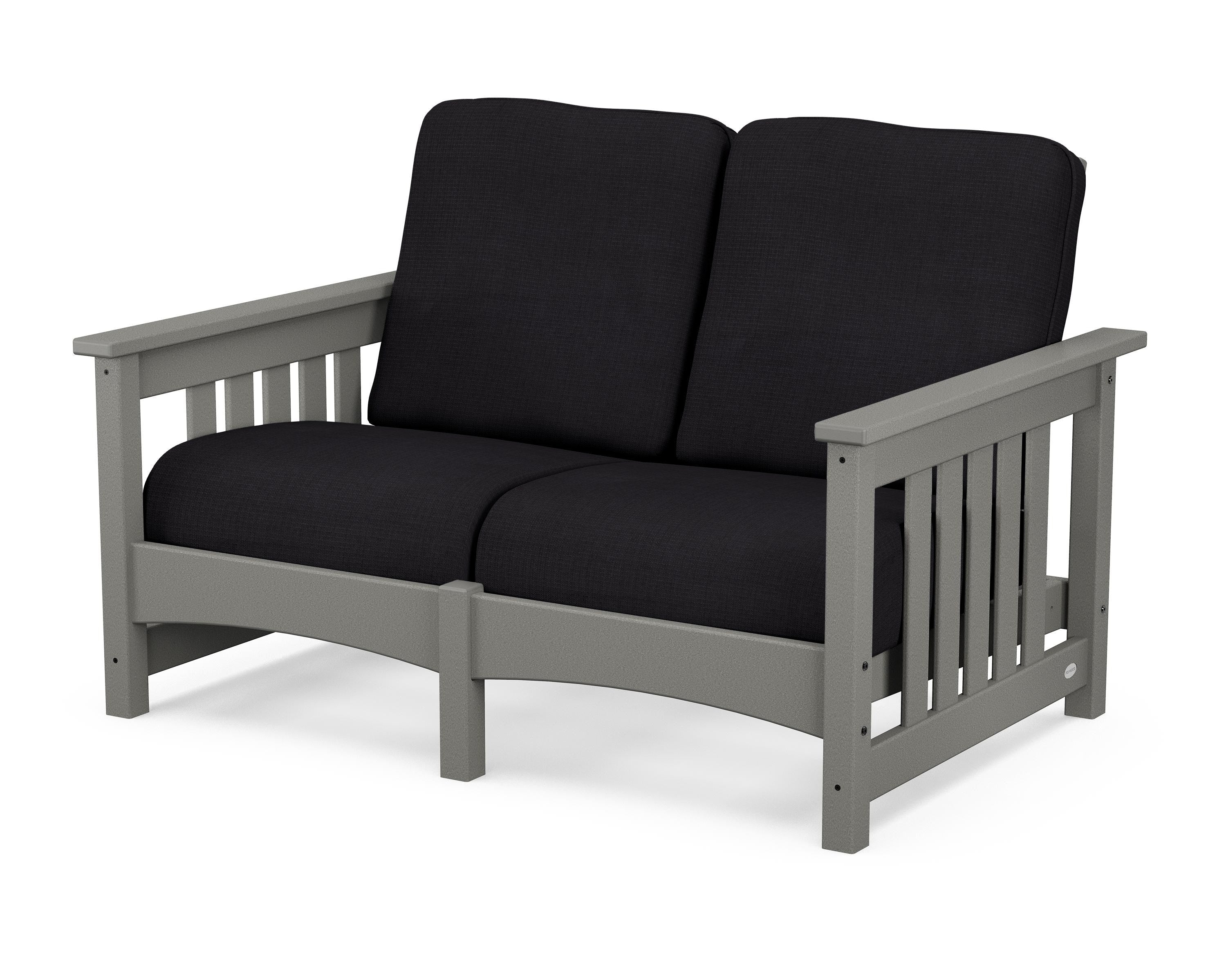 POLYWOOD® Club Mission Loveseat in Slate Grey / Midnight Linen