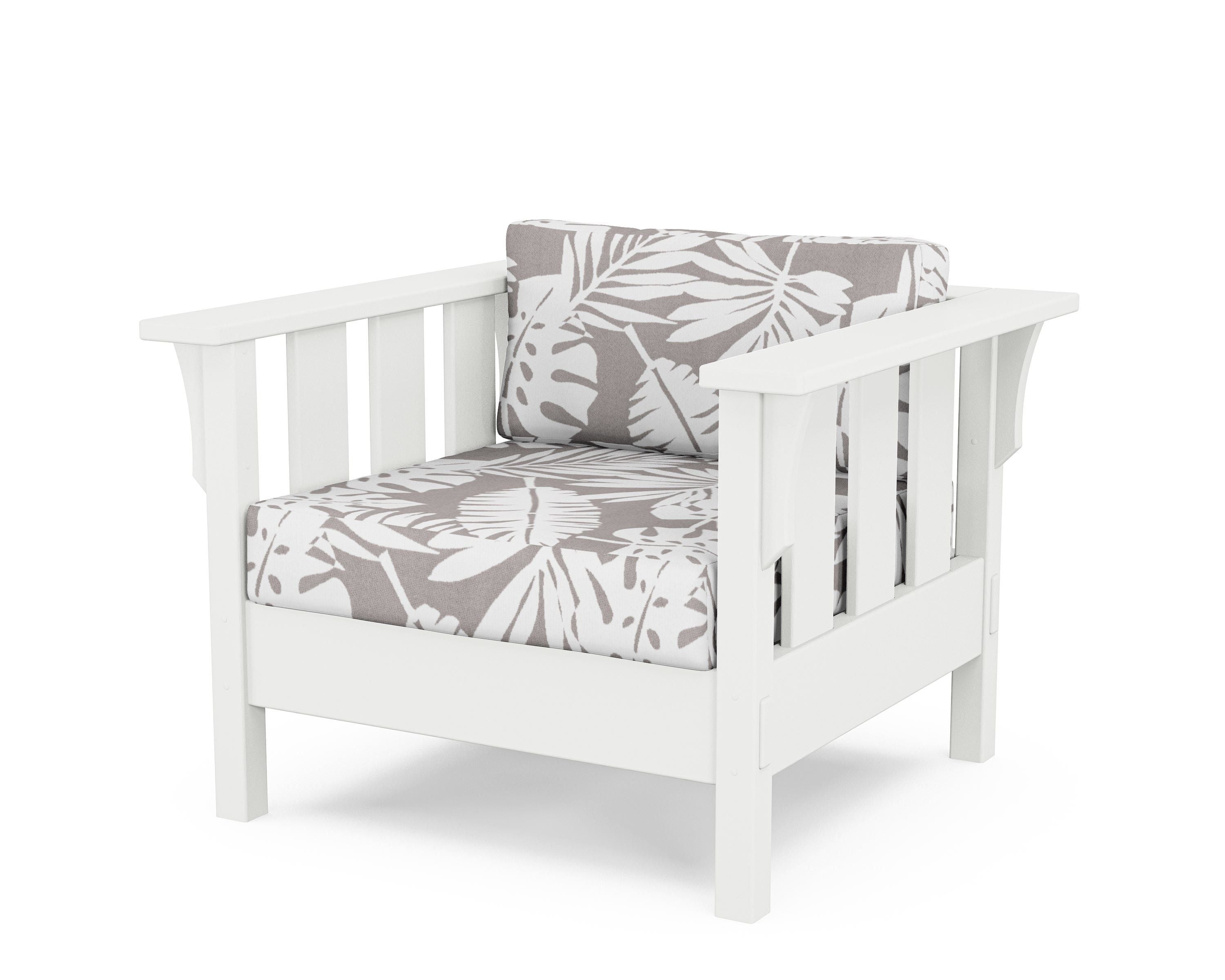 Martha Stewart by POLYWOOD® Acadia Deep Seating Chair in White / Leaf Grey Mist
