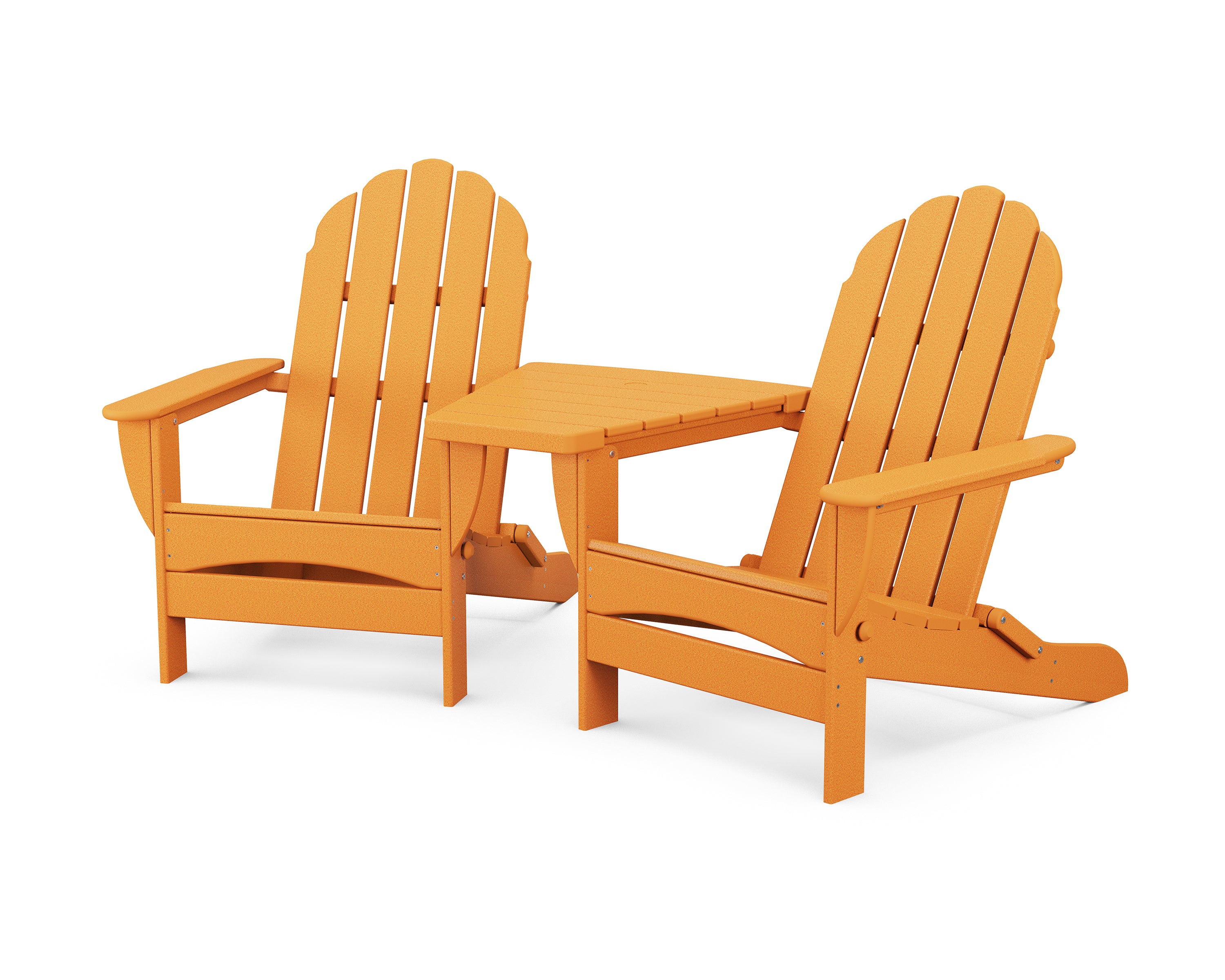 POLYWOOD® Classic Oversized Adirondacks with Angled Connecting Table in Tangerine
