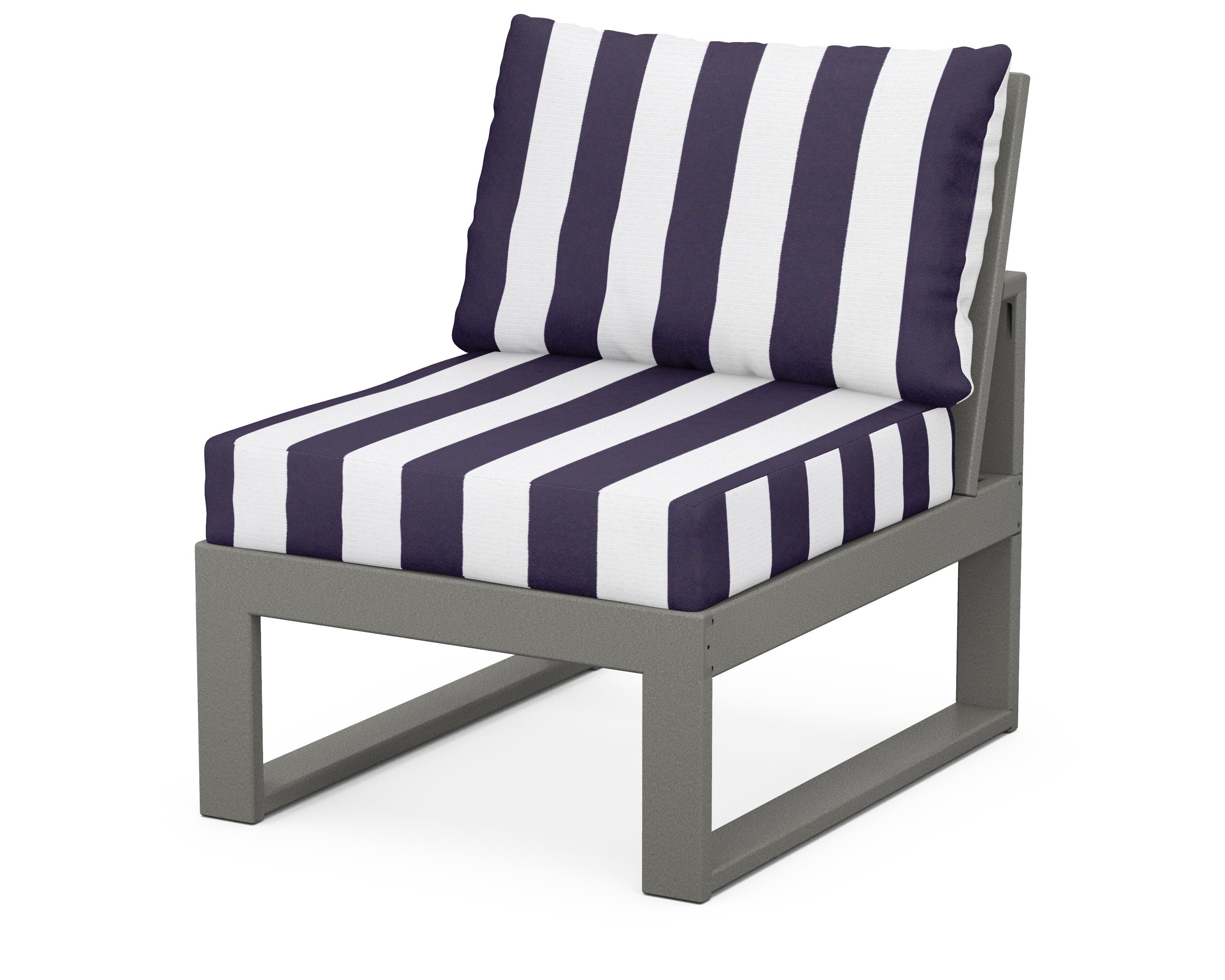 Unbranded Modular Armless Chair in Slate Grey / Cabana Stripe Navy