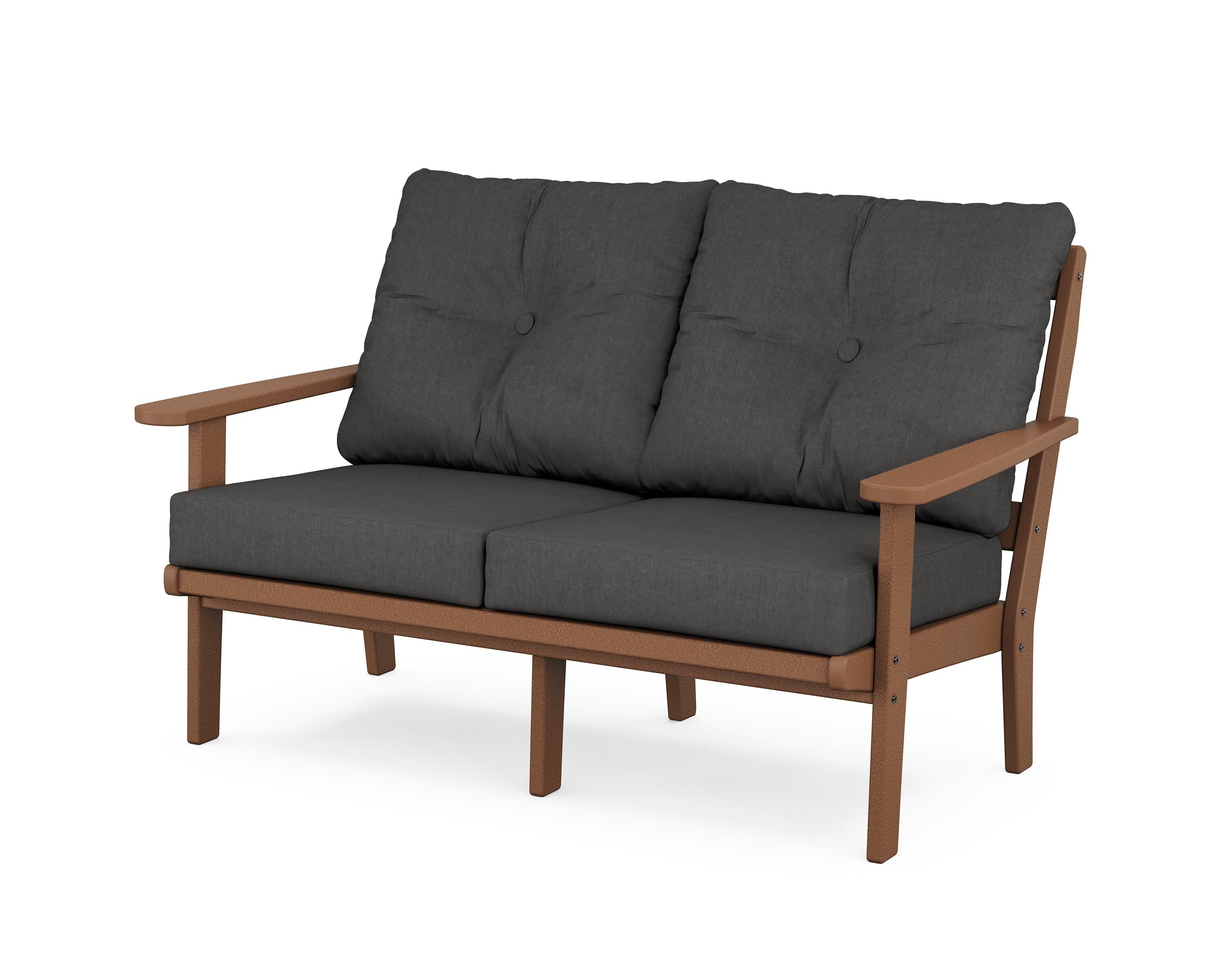 POLYWOOD® Mission Deep Seating Loveseat in Teak / Spectrum Carbon