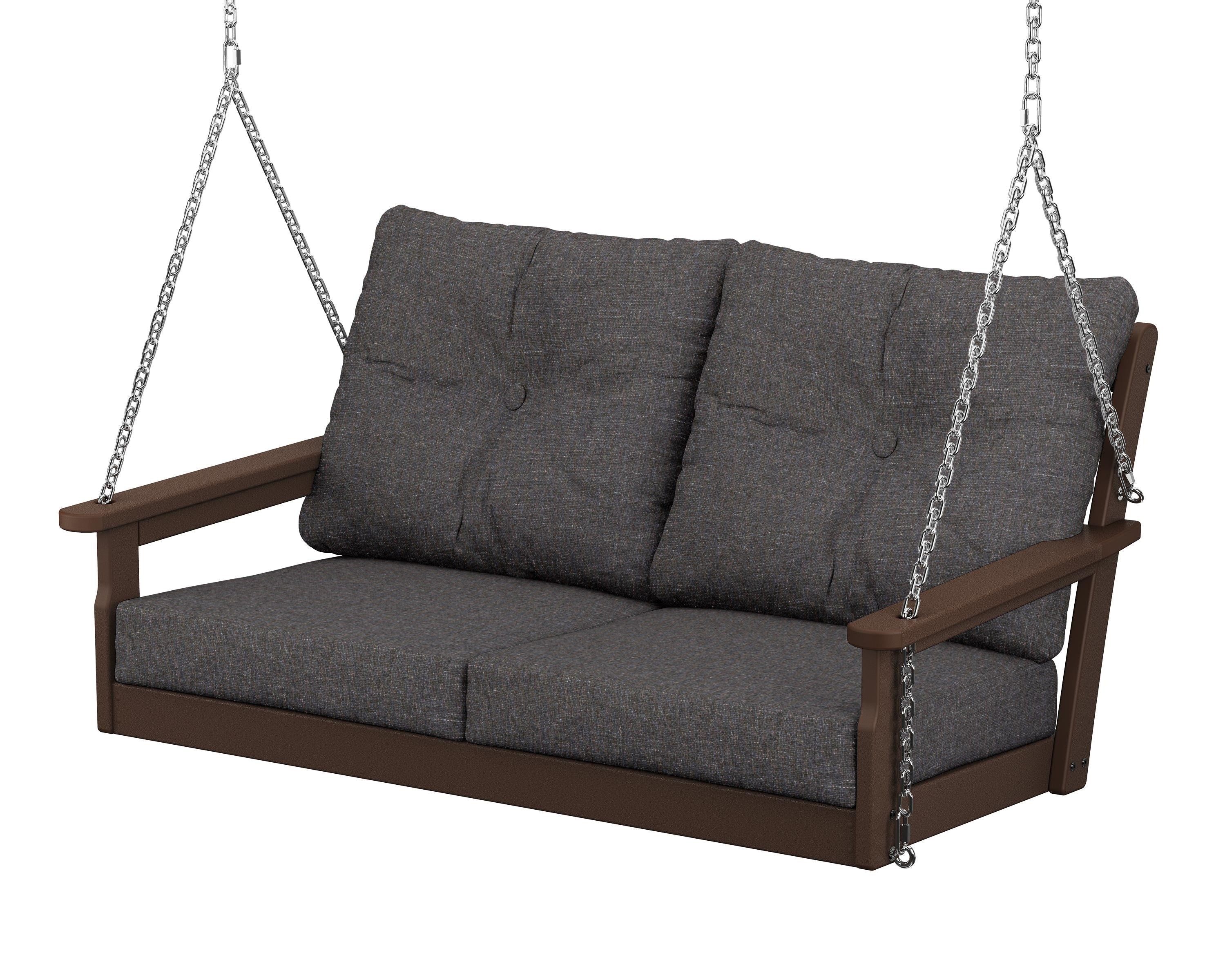 POLYWOOD® Vineyard Deep Seating Swing in Mahogany / Ash Charcoal