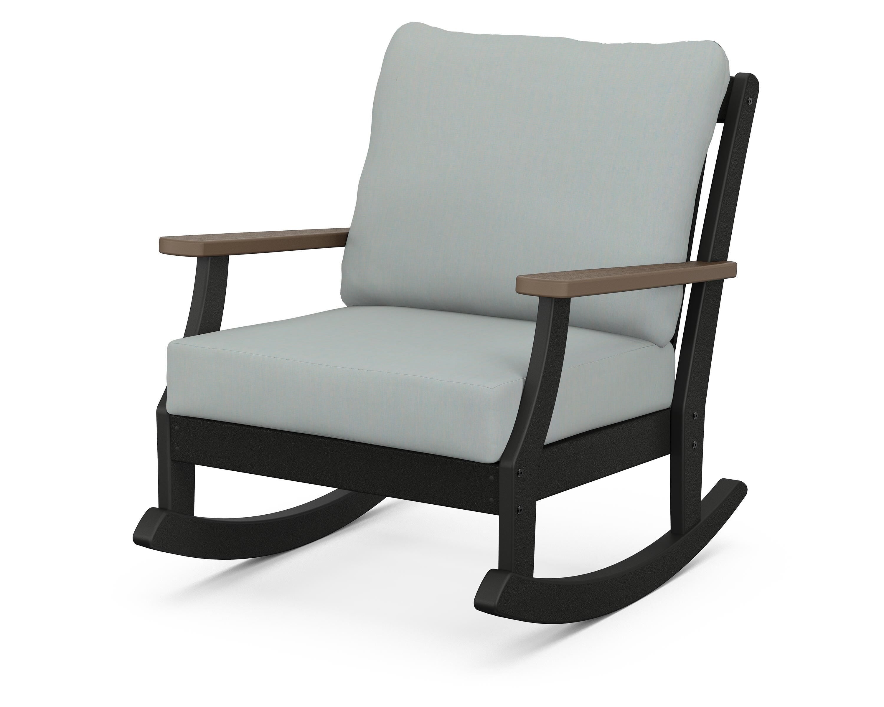 POLYWOOD® Braxton Deep Seating Rocking Chair in Black / Kona / Spa