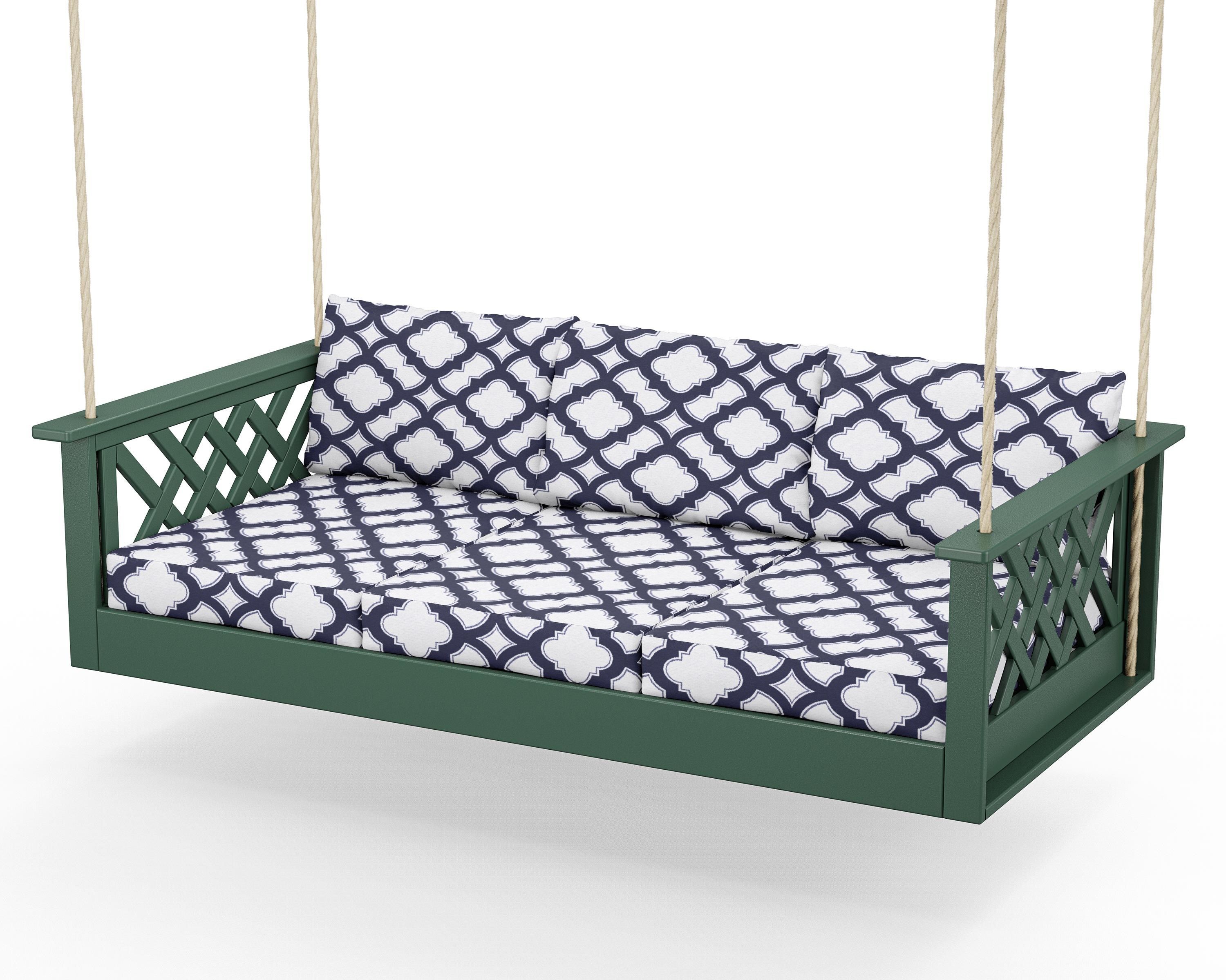 Country Living Wovendale Daybed Swing in Green / Trellis Navy