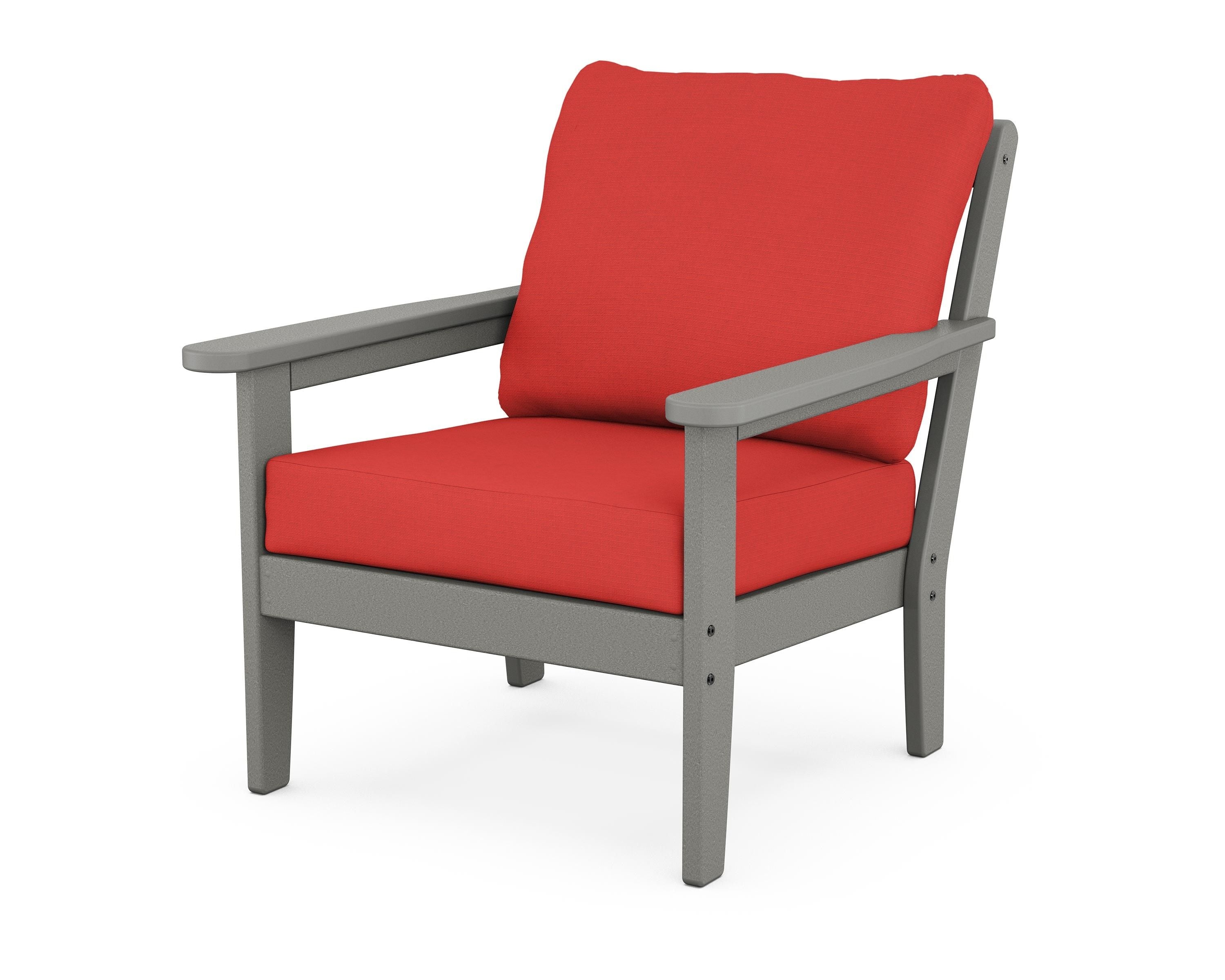 Country Living Cottage Deep Seating Chair in Slate Grey / Crimson Linen