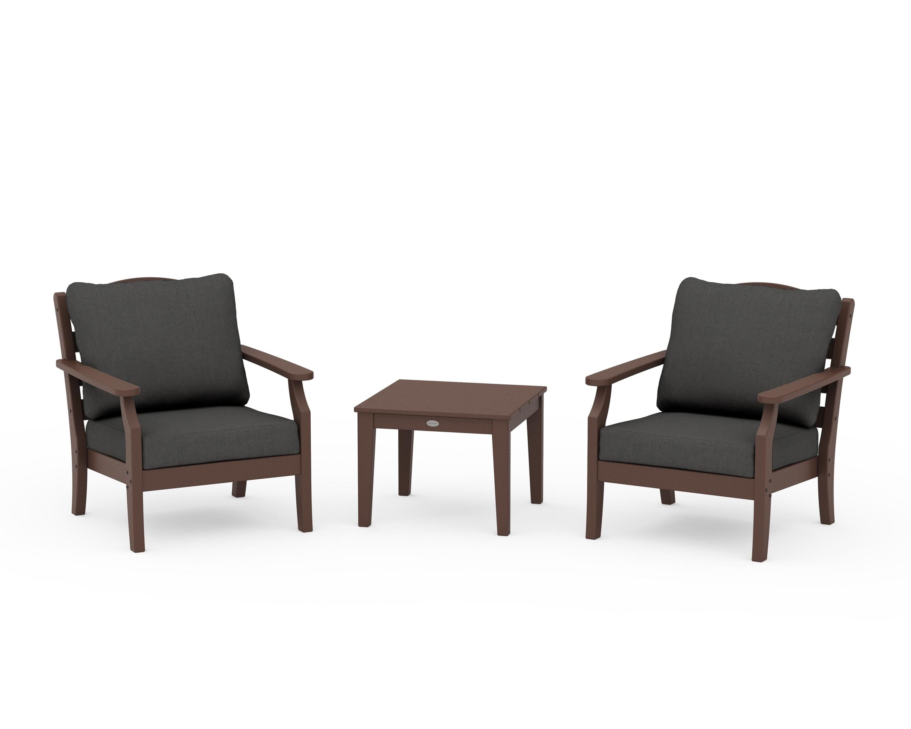 Draper James™ by POLYWOOD® Savannah 3-Piece Deep Seating Set in Mahogany / Spectrum Carbon