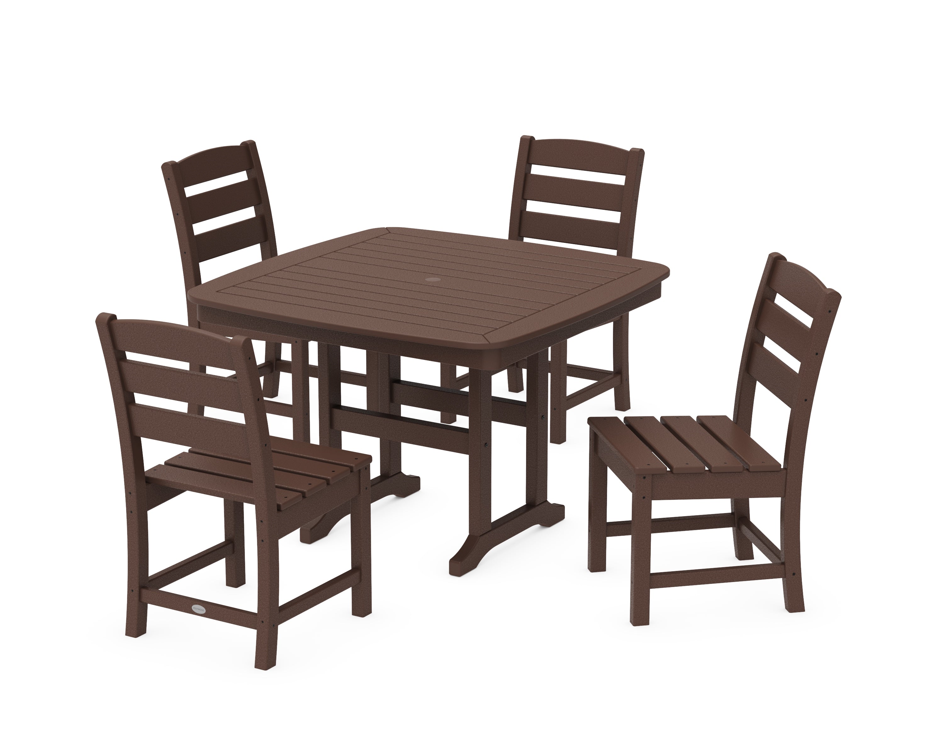 POLYWOOD® Lakeside Side Chair 5-Piece Dining Set with Trestle Legs in Mahogany