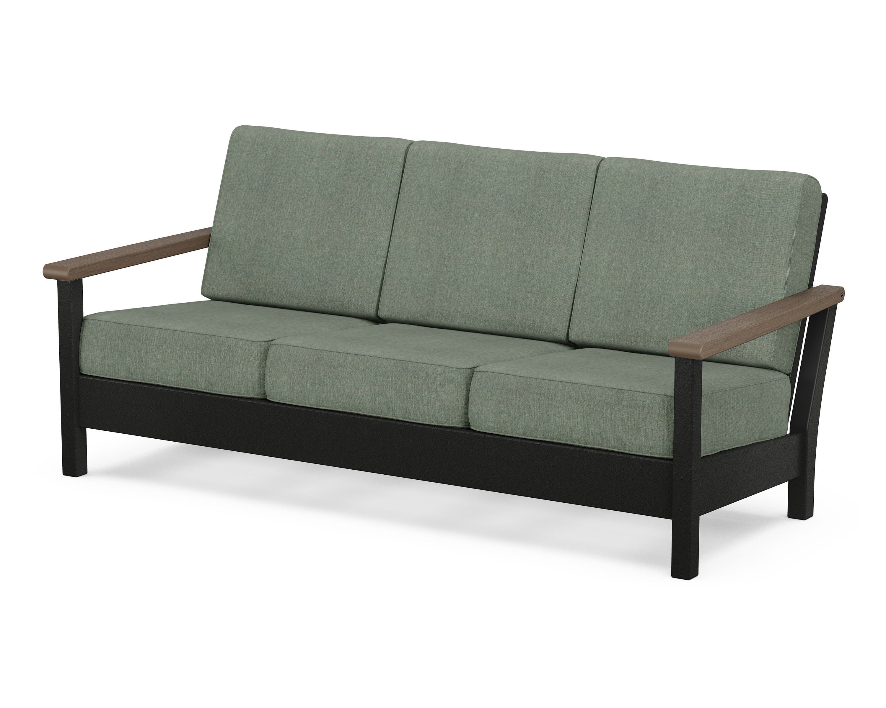 POLYWOOD® Harbour Deep Seating Sofa in Black / Kona / Cast Sage