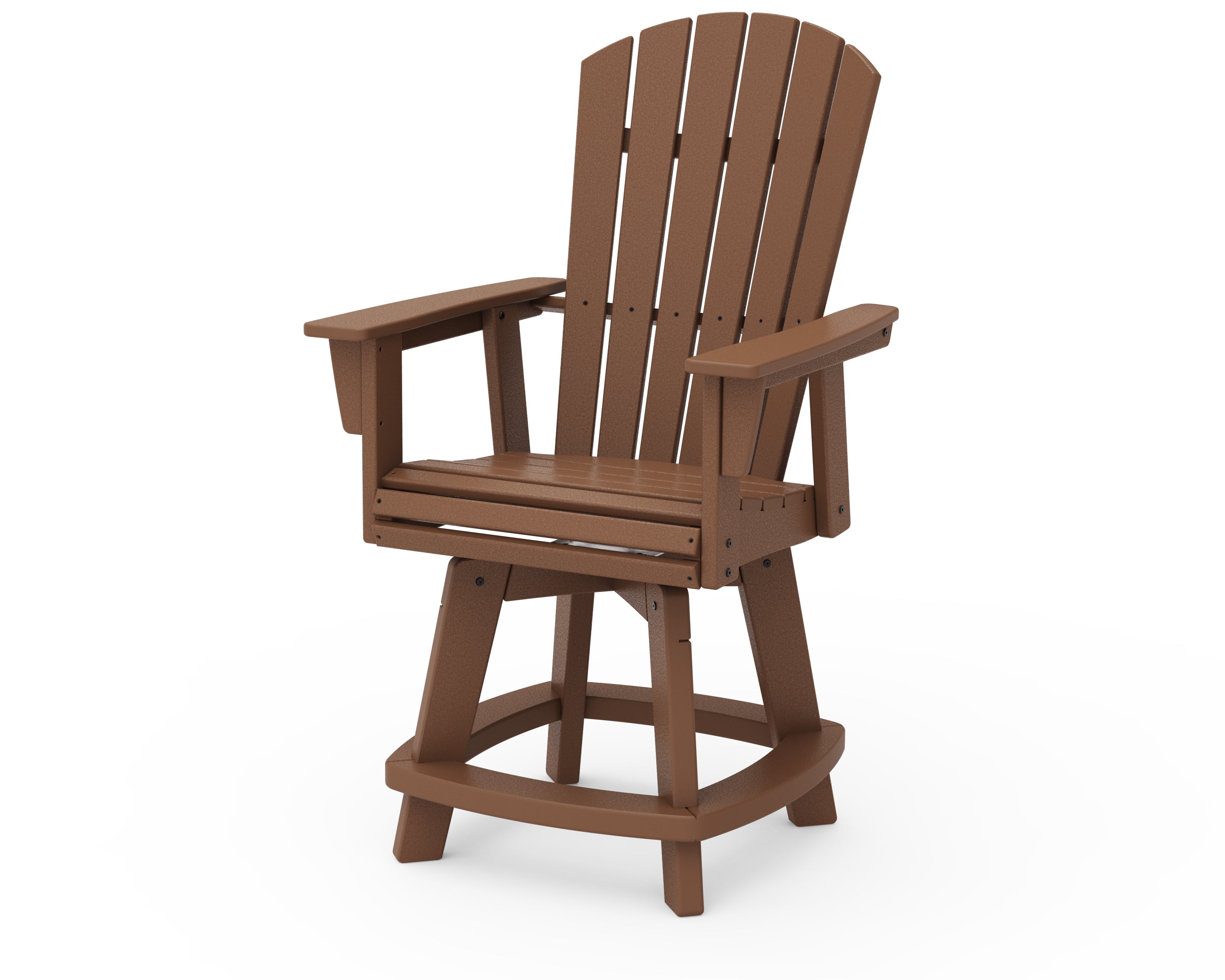 POLYWOOD® Nautical Curveback Adirondack Swivel Counter Chair in Teak