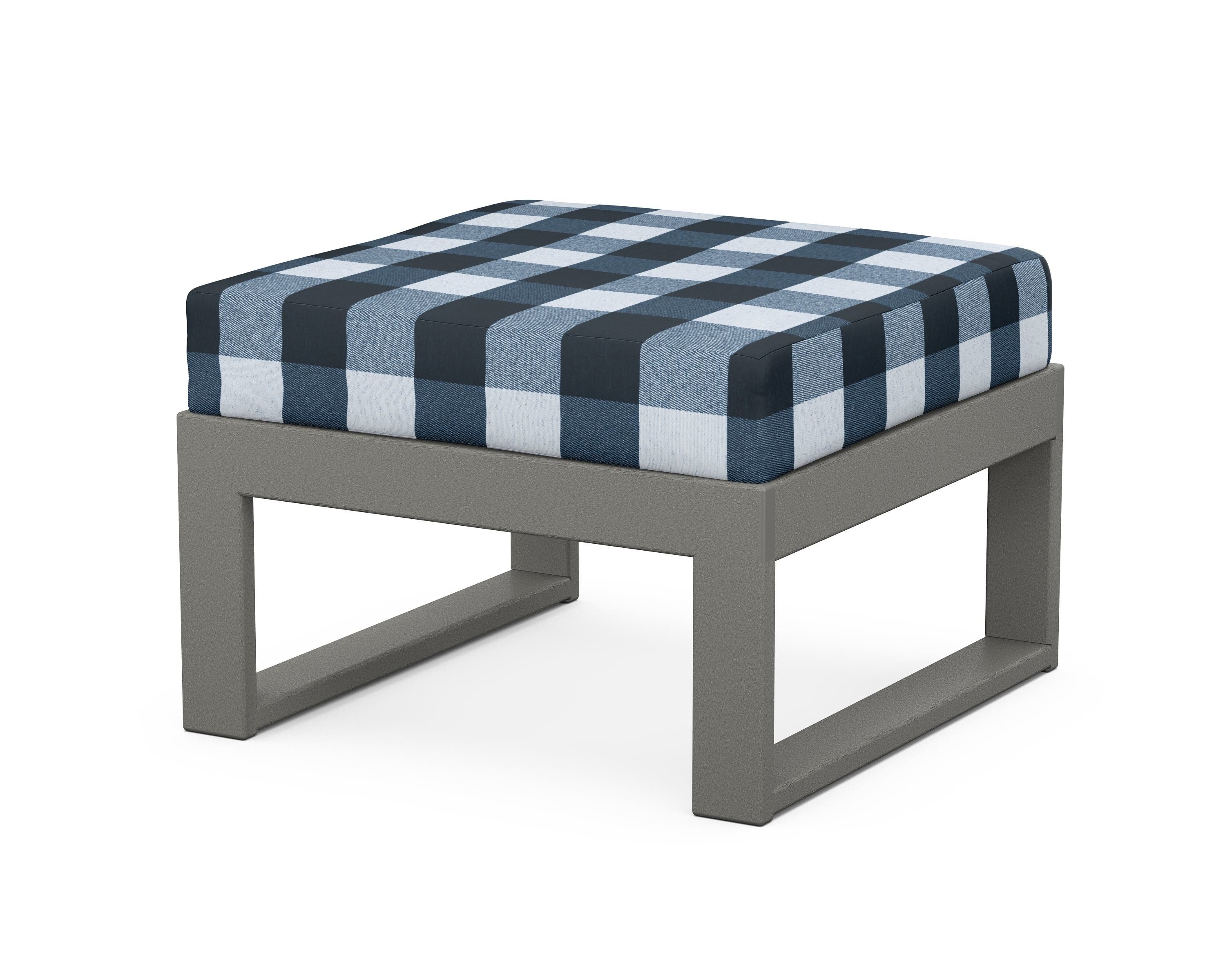 Unbranded Modular Ottoman - Modern in Slate Grey / Buffalo Plaid Marine Indigo