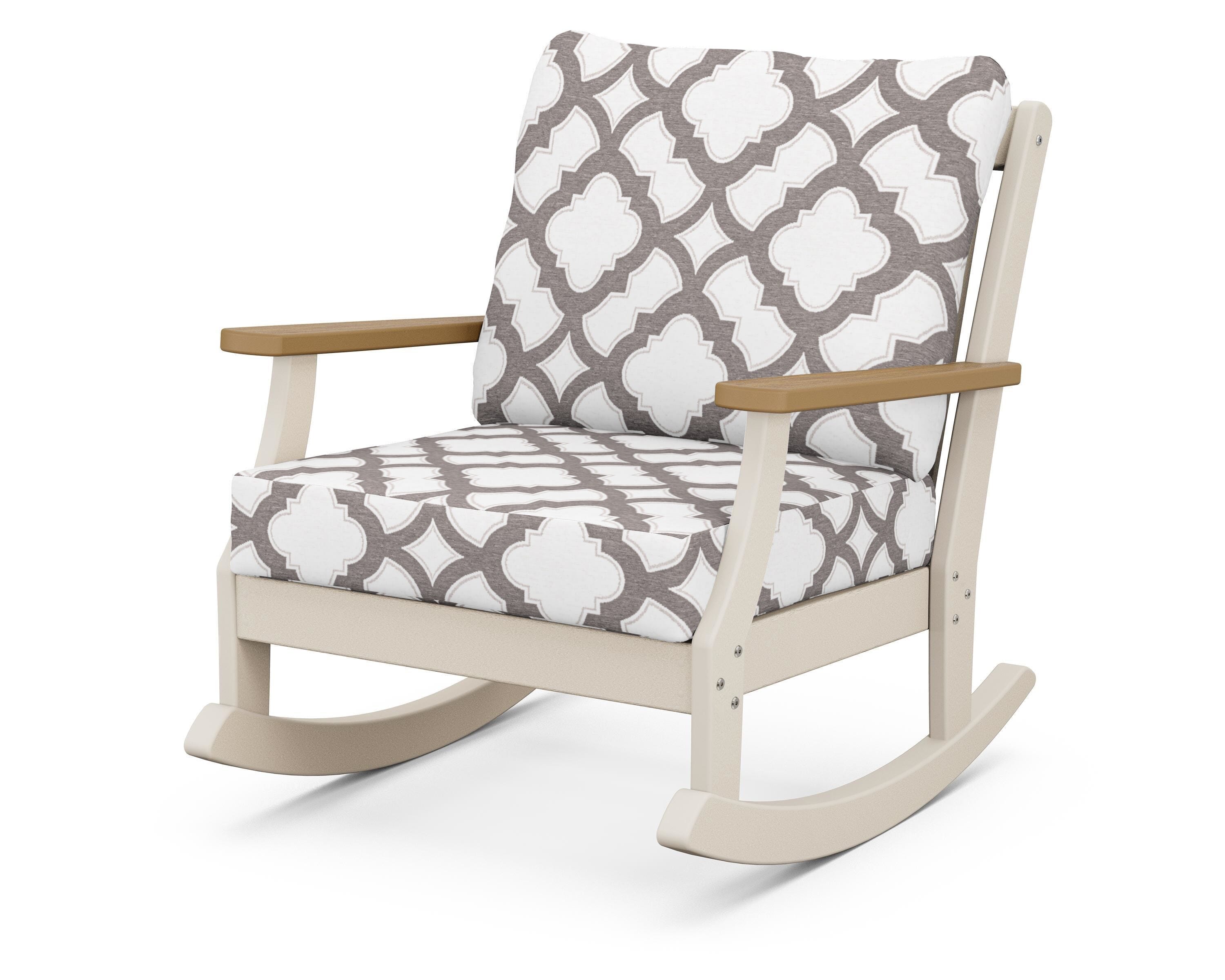 POLYWOOD® Braxton Deep Seating Rocking Chair in Sand / Natural / Trellis Grey Mist