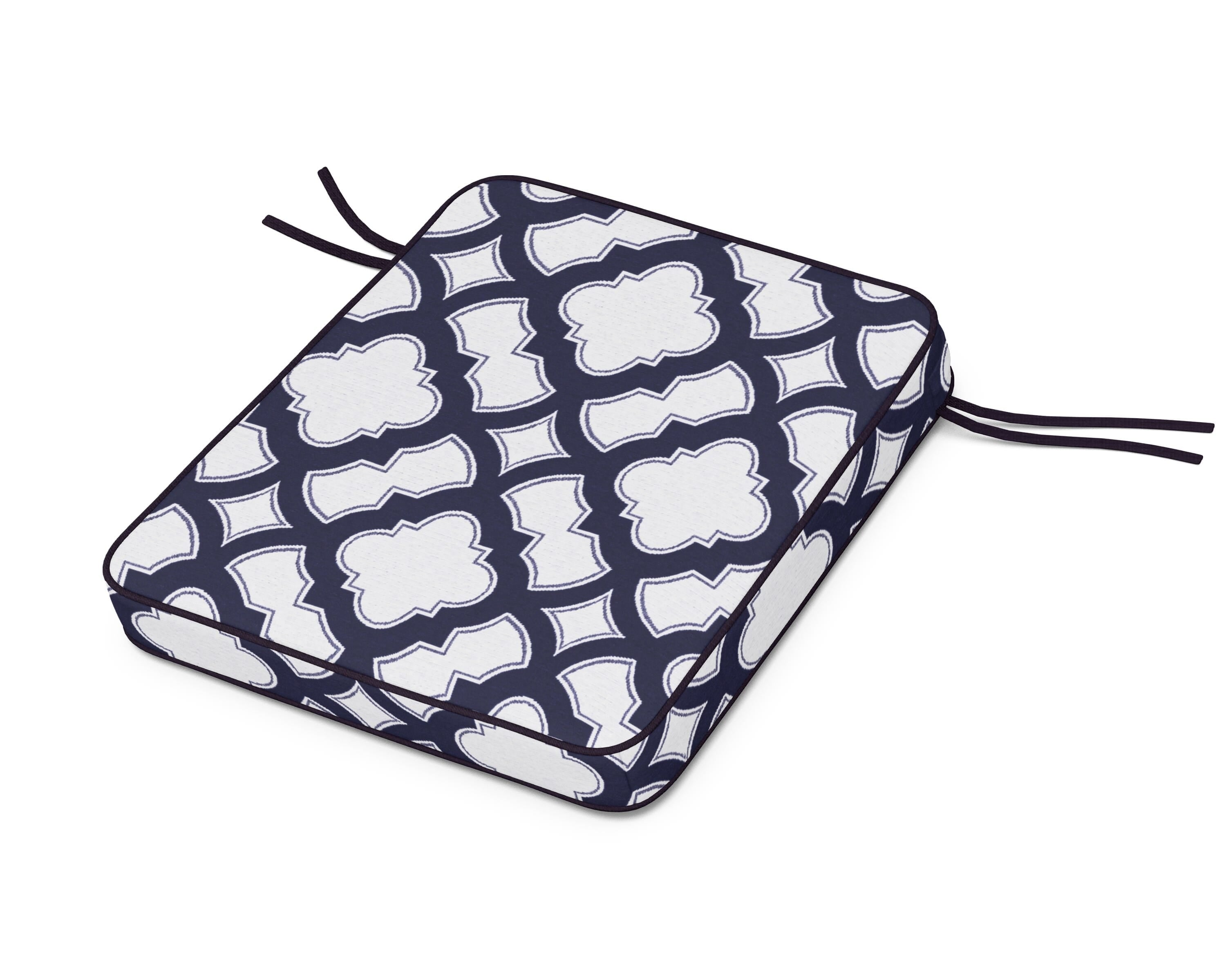Martha Stewart by POLYWOOD® Chinoiserie Rocker Seat Cushion in Trellis Navy