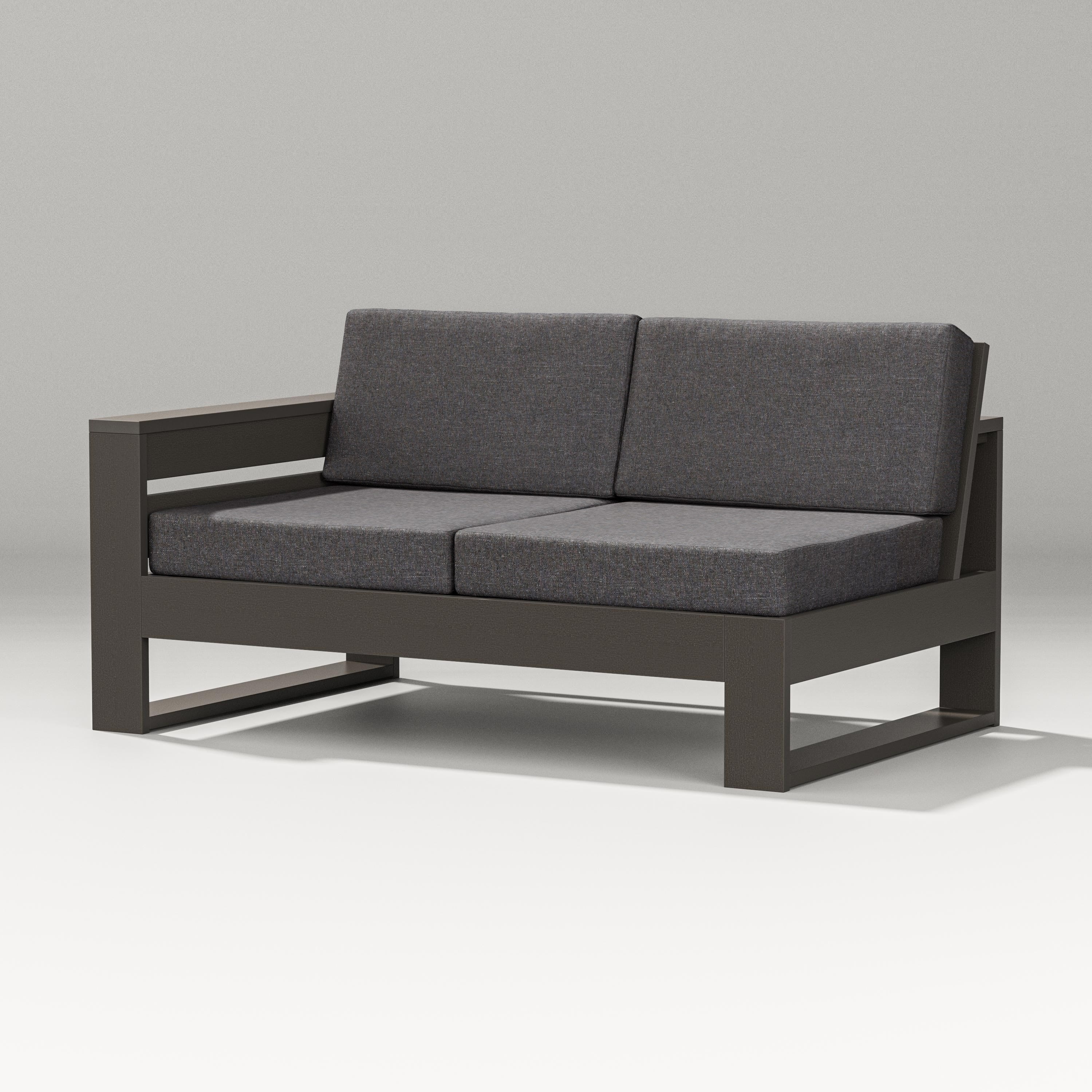 PW Designer Series Latitude Modular Left Arm Loveseat in Vintage Coffee / Ash Charcoal