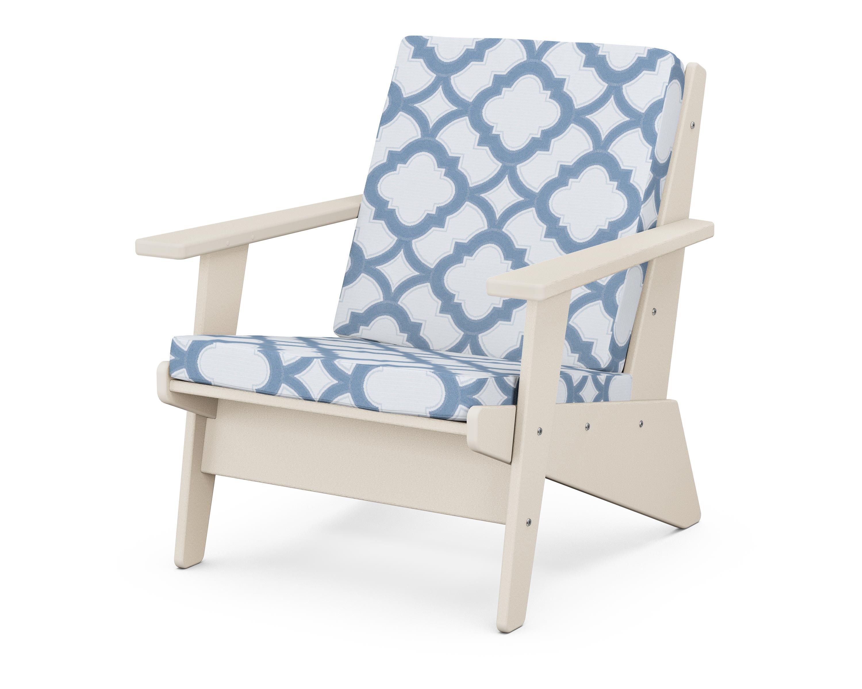 POLYWOOD® Riviera Modern Lounge Chair in Sand / Trellis Sky Blue