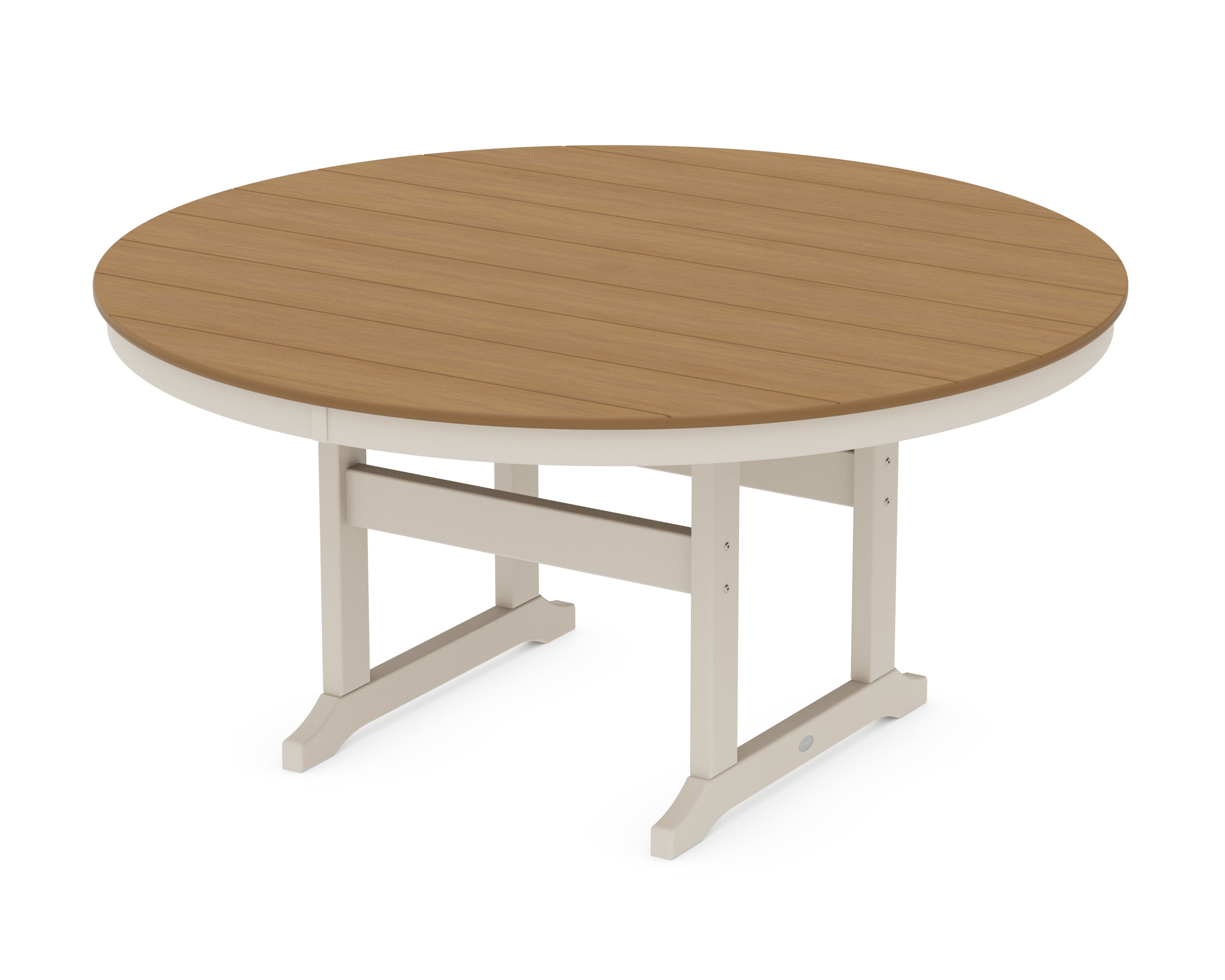 POLYWOOD® 60" Round Farmhouse Dining Table in Sand / Natural