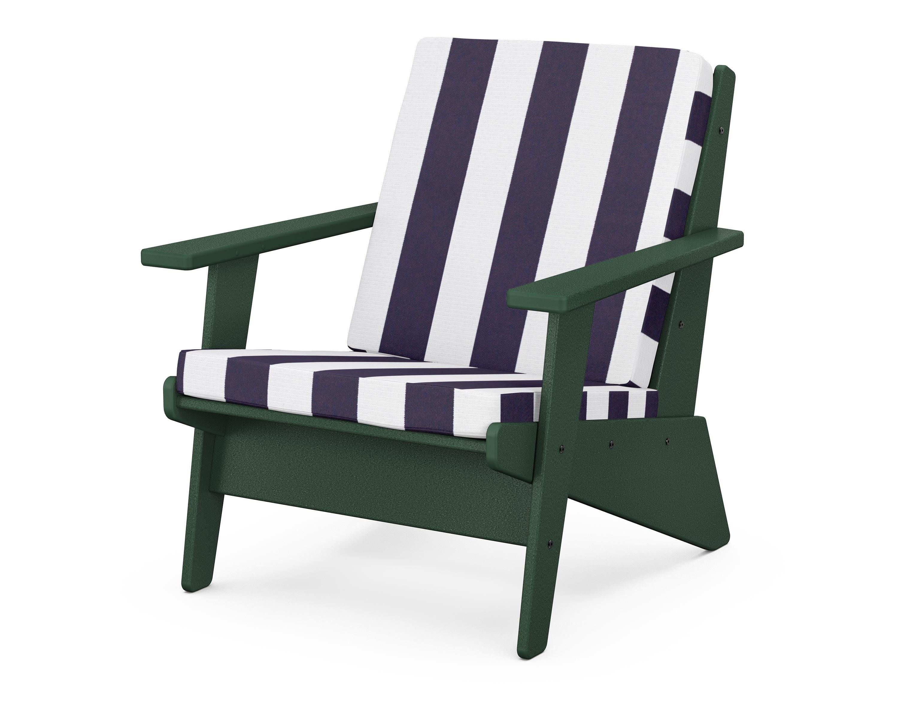 POLYWOOD® Riviera Modern Lounge Chair in Green / Cabana Stripe Navy
