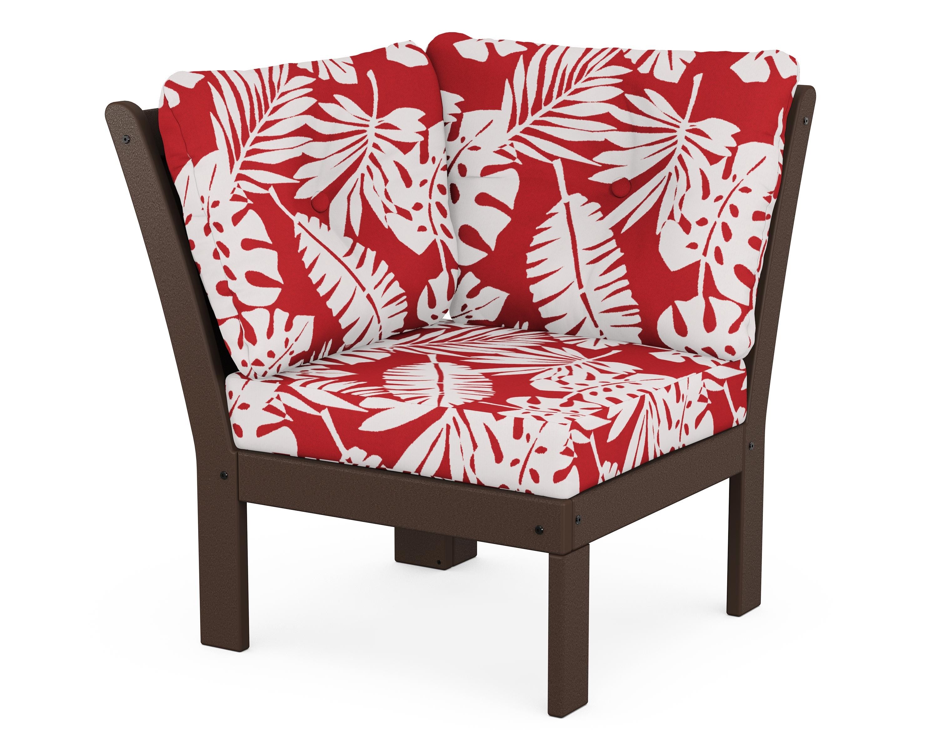POLYWOOD® Vineyard Modular Corner Chair in Mahogany / Leaf Crimson