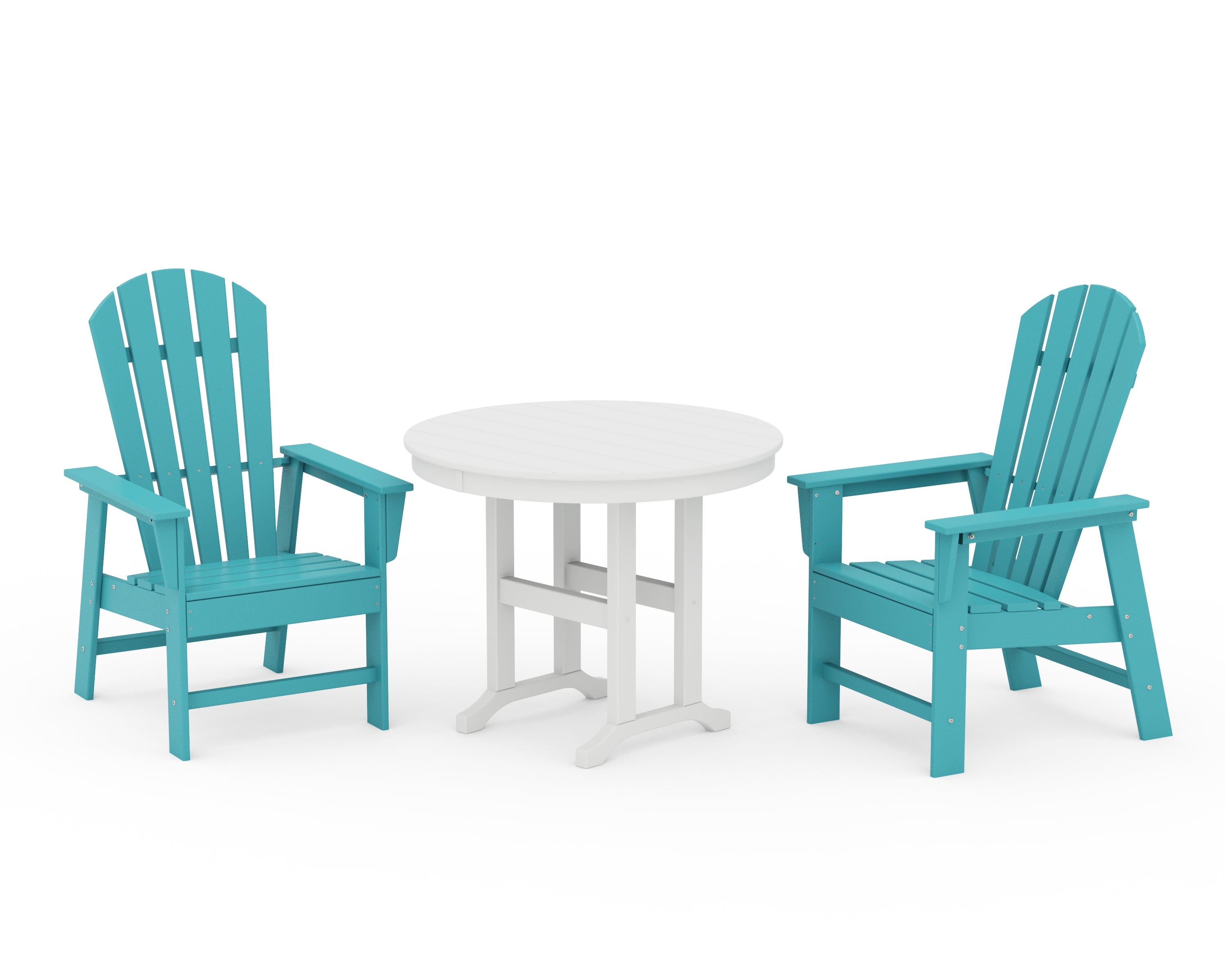 POLYWOOD® South Beach 3-Piece Round Farmhouse Dining Set in Aruba / White