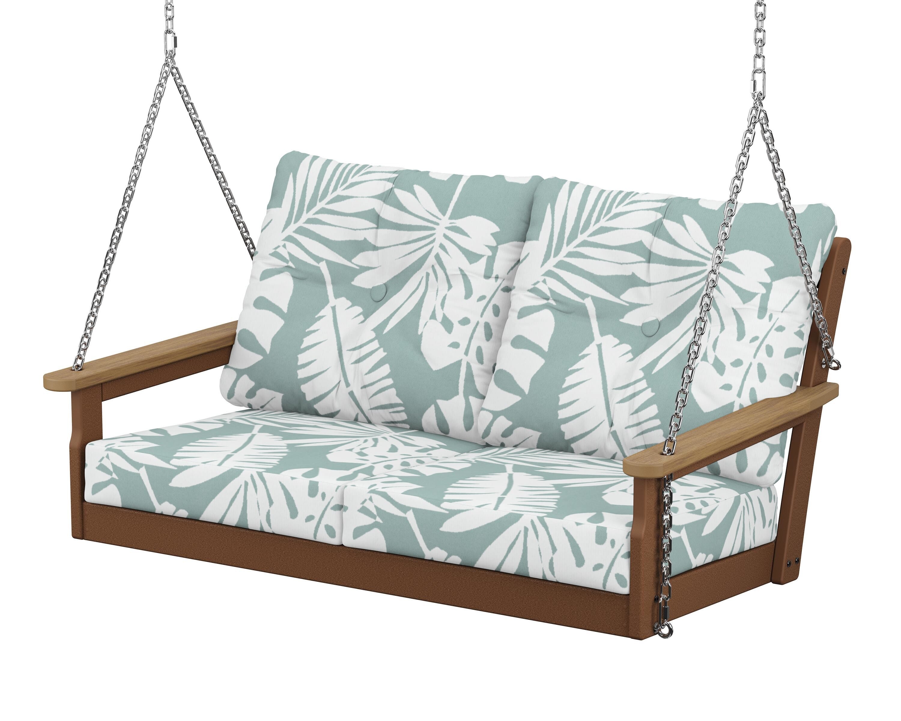 POLYWOOD® Vineyard Deep Seating Swing in Teak / Natural / Leaf Glacier Spa