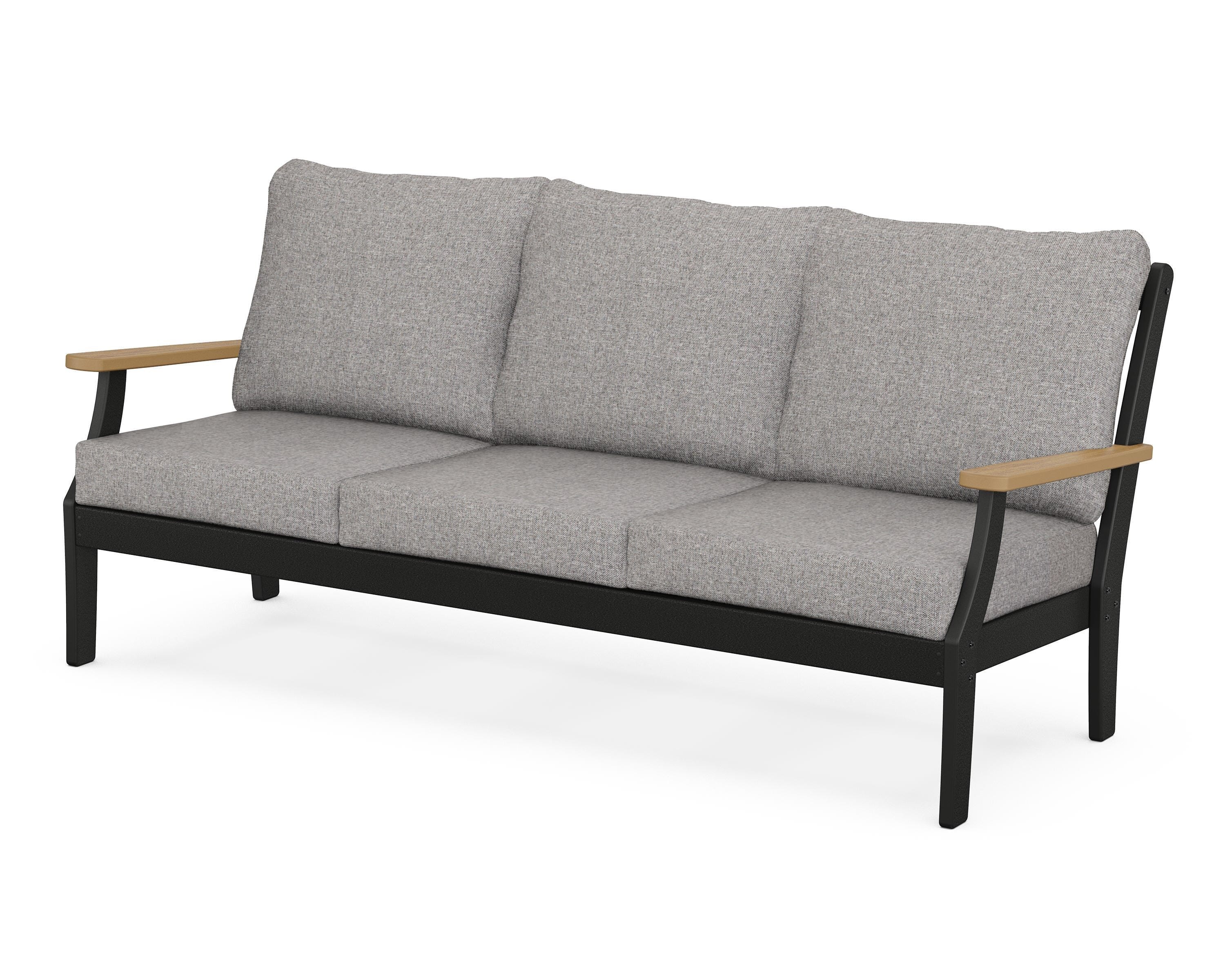 POLYWOOD® Braxton Deep Seating Sofa in Black / Natural / Grey Mist