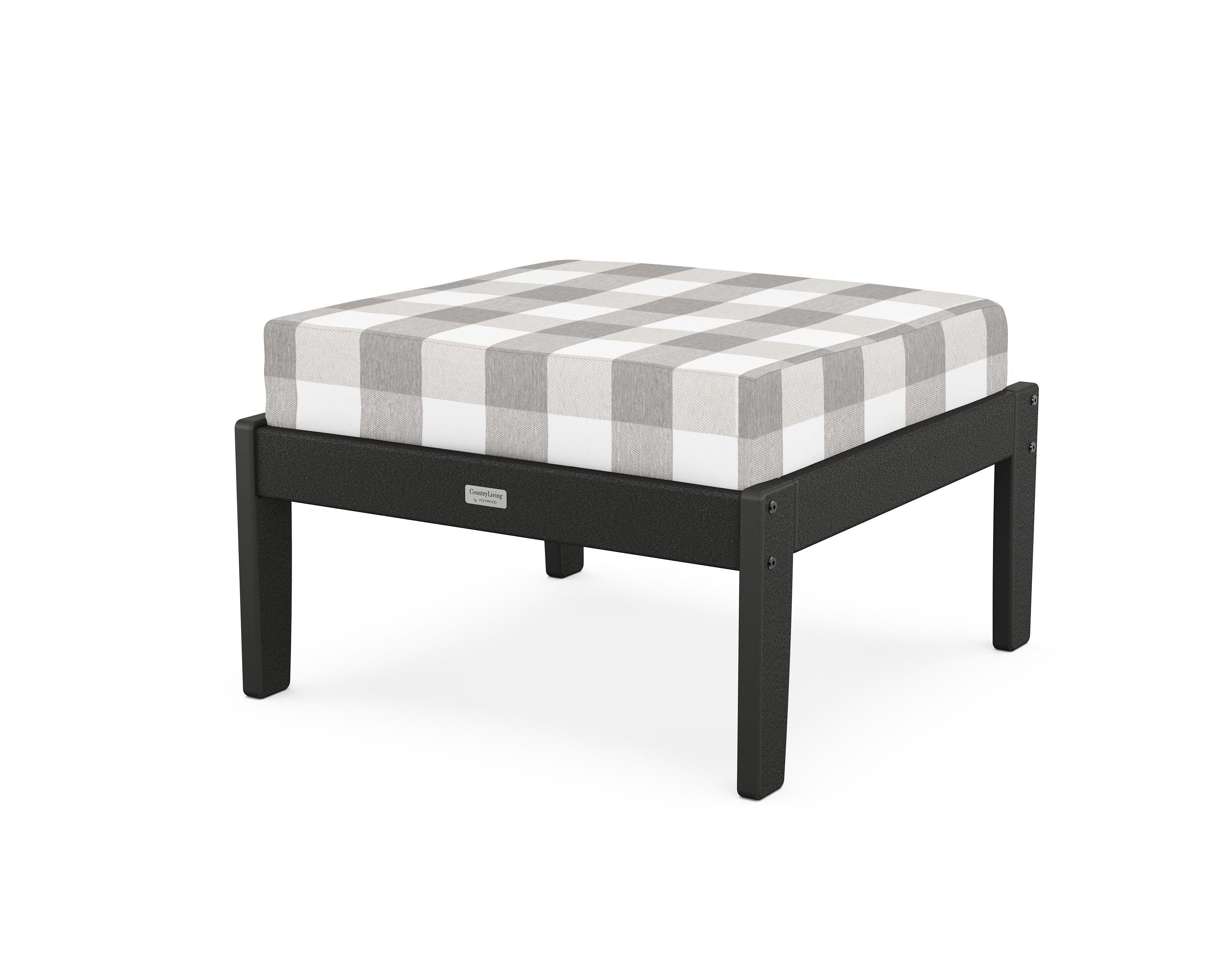 Country Living Cottage Deep Seating Ottoman in Black / Buffalo Plaid Grey Mist